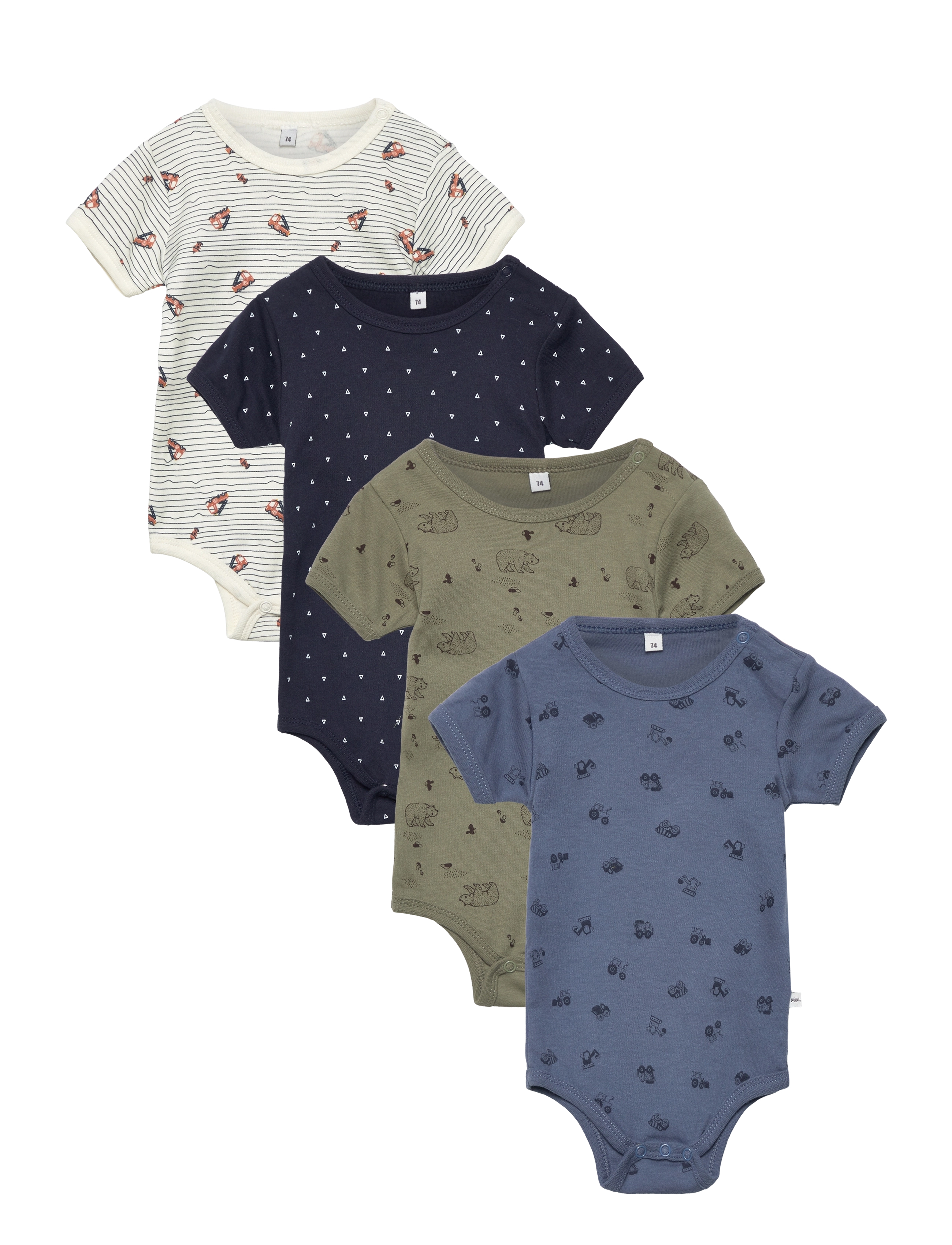 Pippi Body SS AO-printed (4-pack) - Riided - DEEP LICHEN GREEN / multi