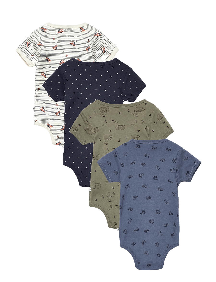 Pippi - Body SS AO-printed (4-pack) - bodysetit - deep lichen green - 2