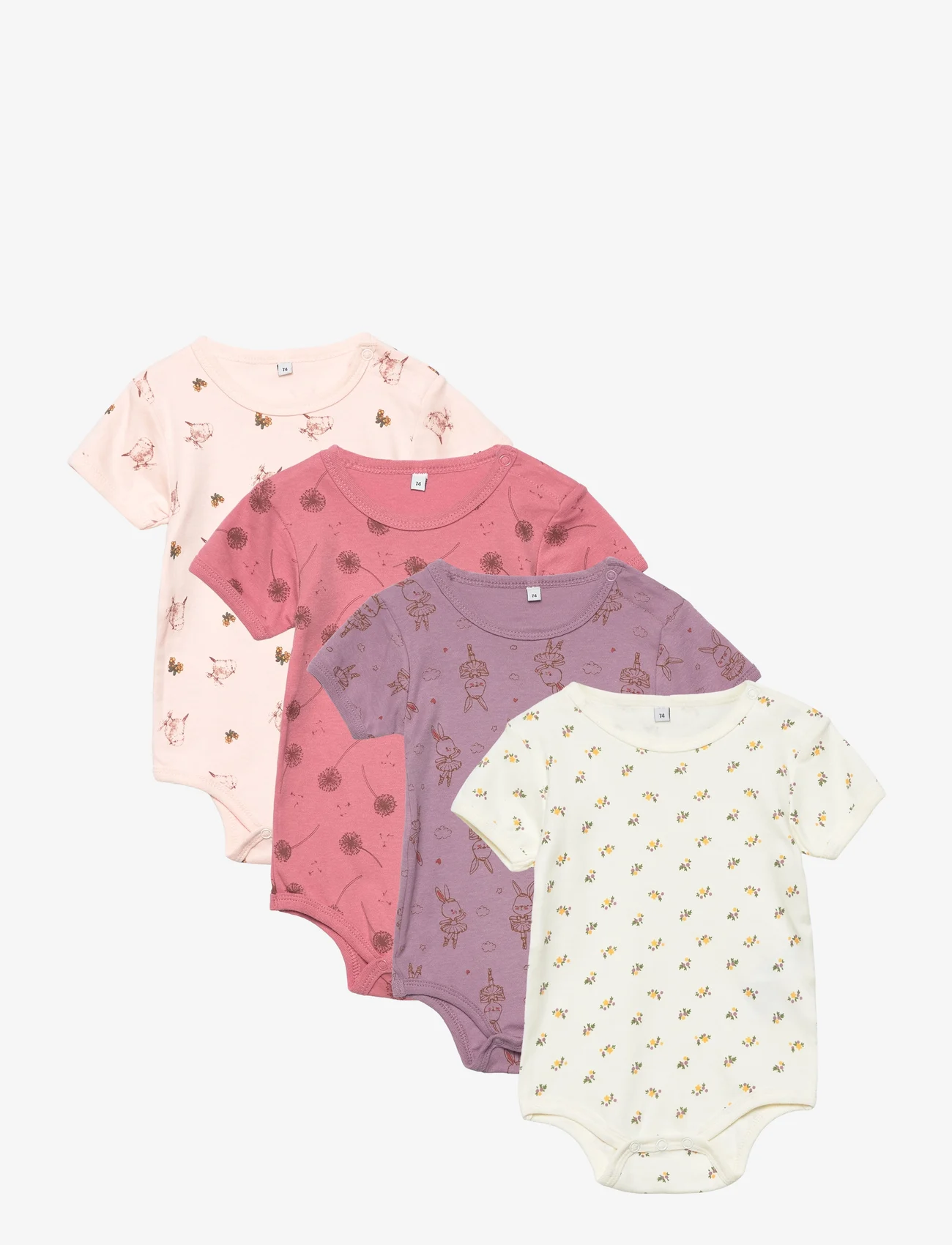 Pippi - Body SS AO-printed (4-pack) - laagste prijzen - dusty rose - 0
