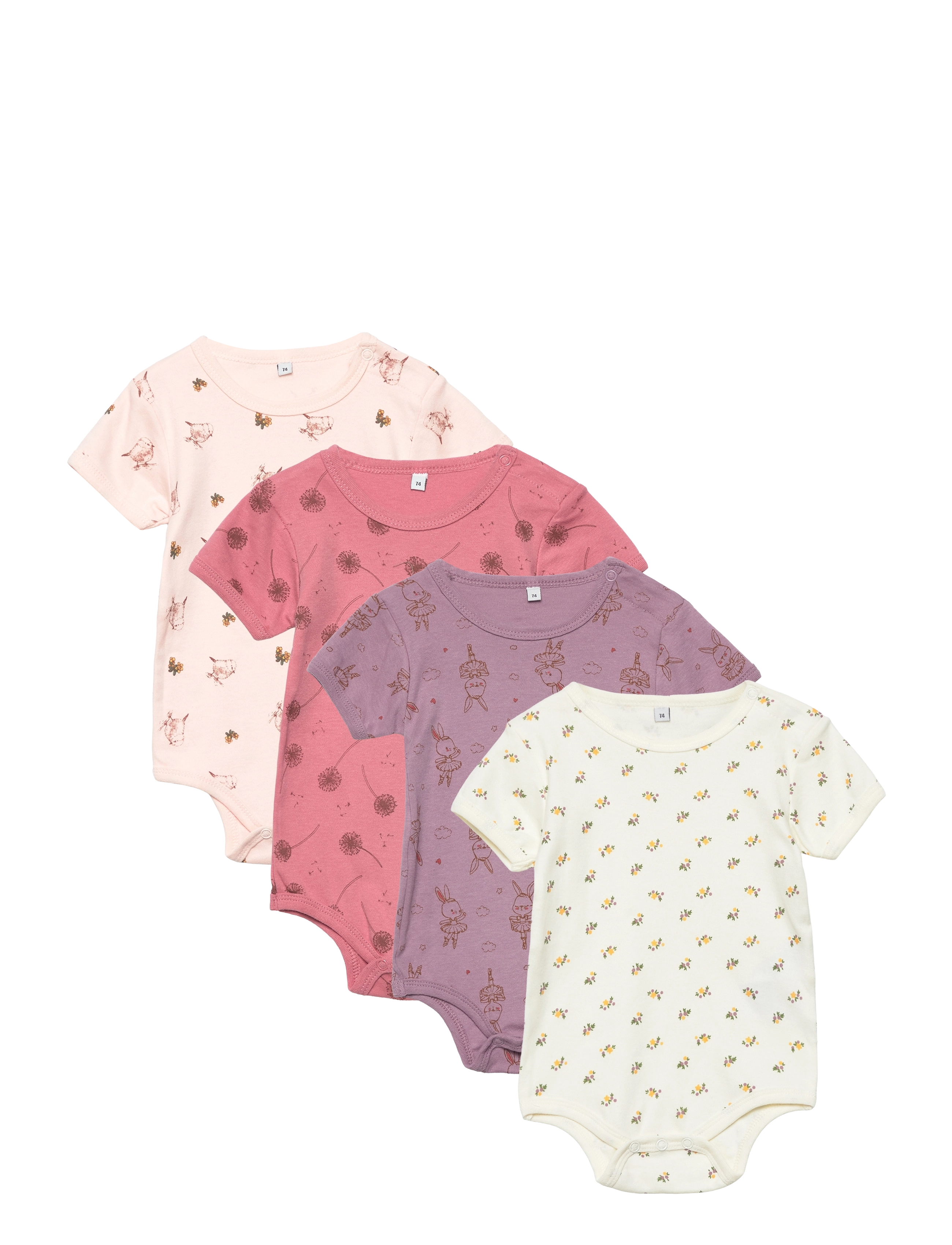 Pippi Body SS AO-printed (4-pack) - Riided - DUSTY ROSE / multi