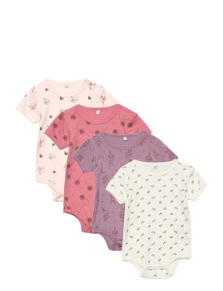Pippi - Body SS AO-printed (4-pack) - multipack bodies - dusty rose - 0