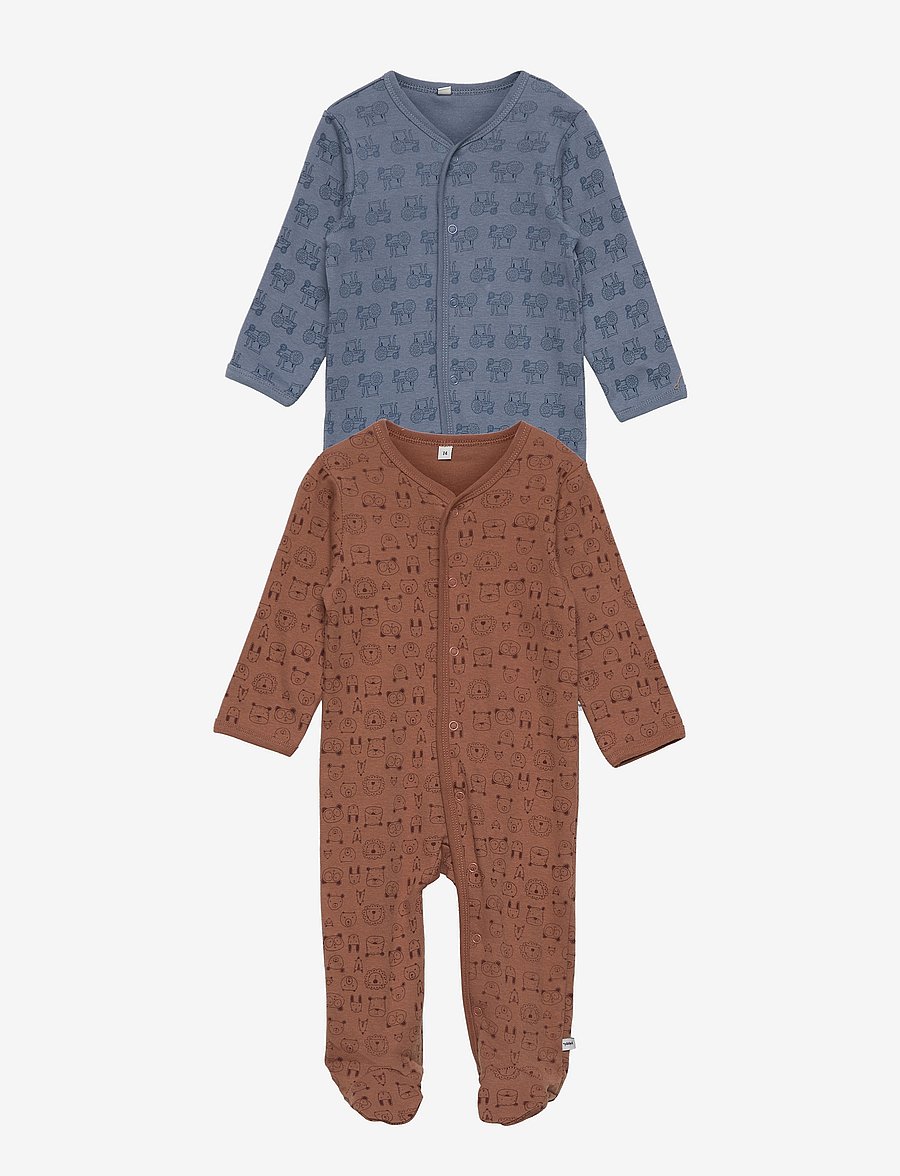 Pippi - Nightsuit w/f -buttons 2-pack - sovoveraller - blue mirage - 0