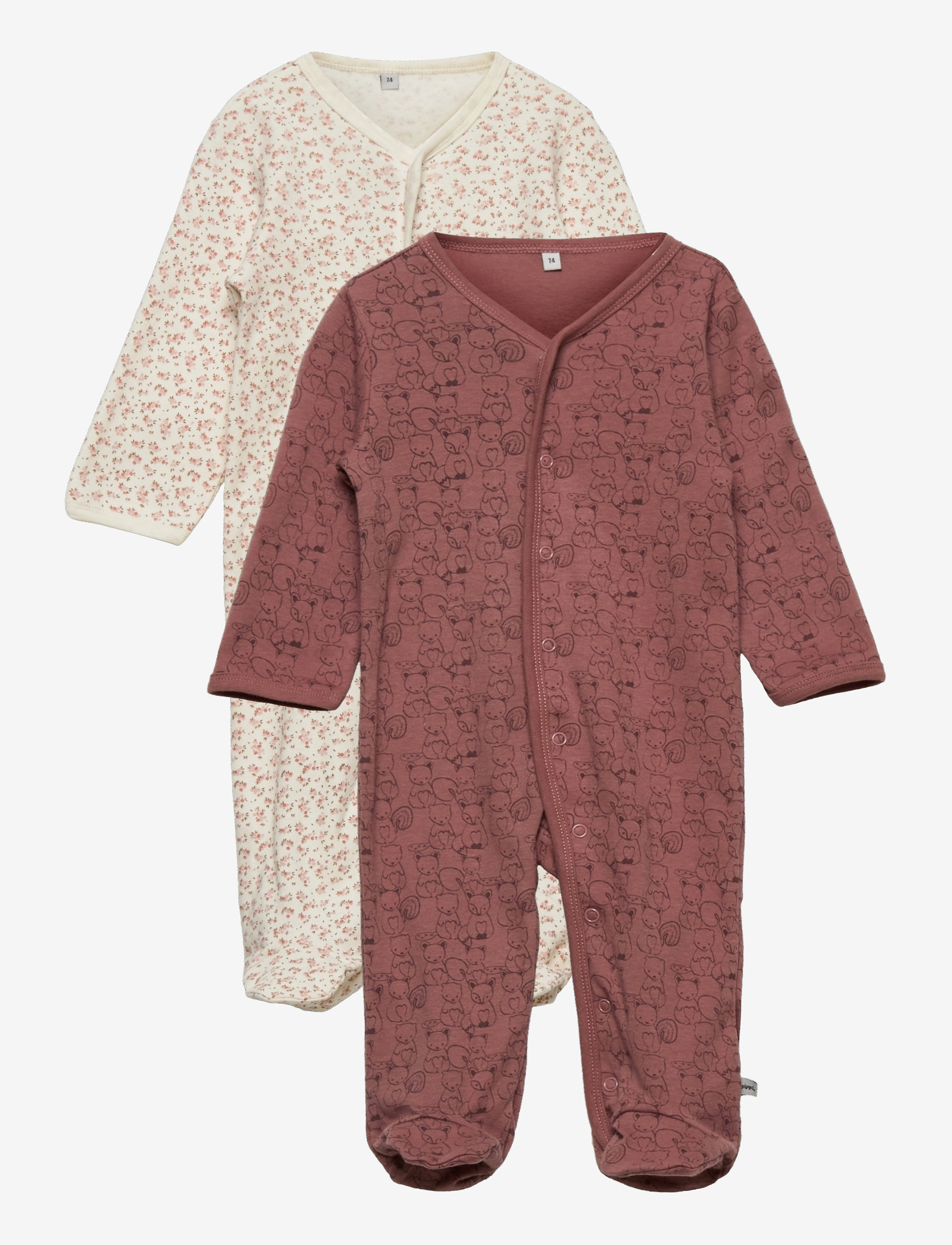 Pippi Nightsuit W/F -Buttons 2-Pack, 68, Pyjamas, Rosa - Pyjamas Onesie, Kinder