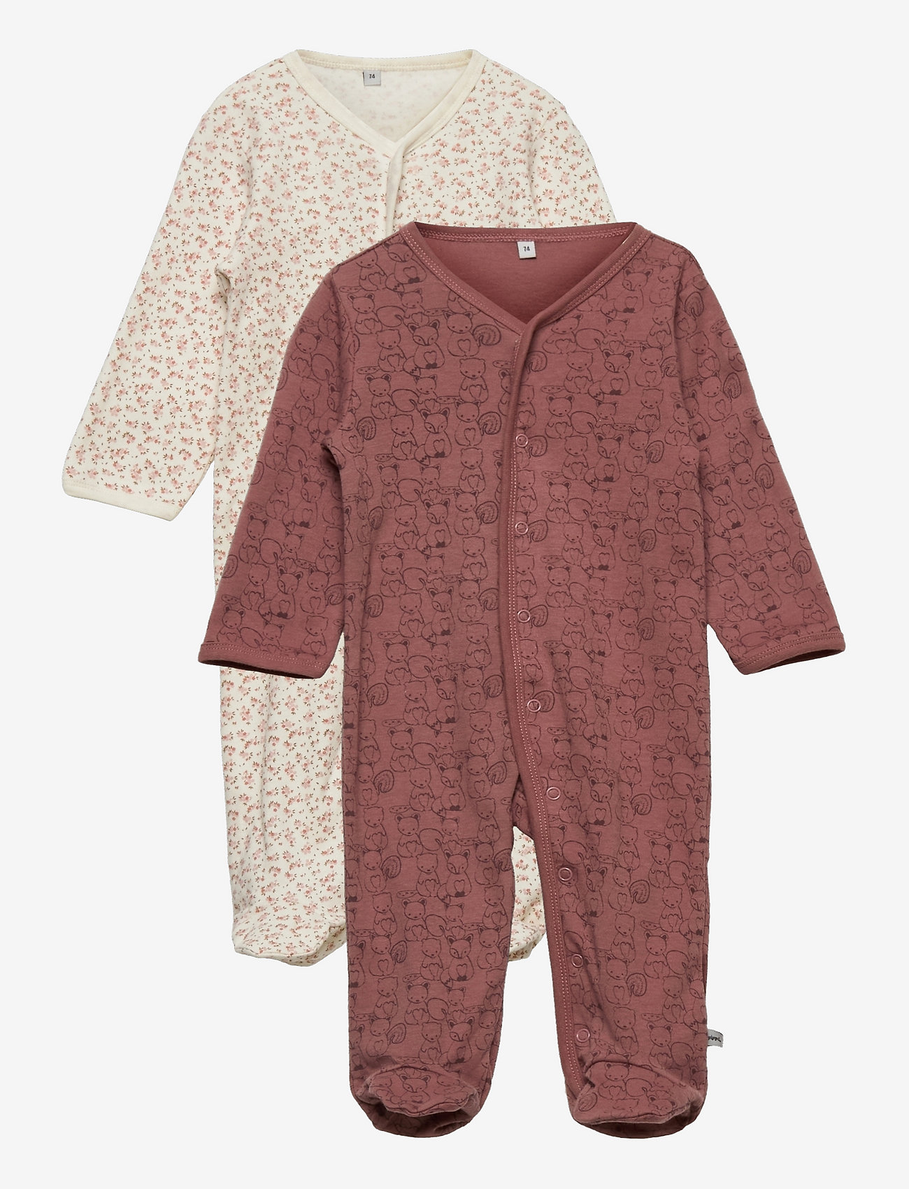 Pippi - Nightsuit w/f -buttons 2-pack - magamiskombinesoonid - burlwood - 0