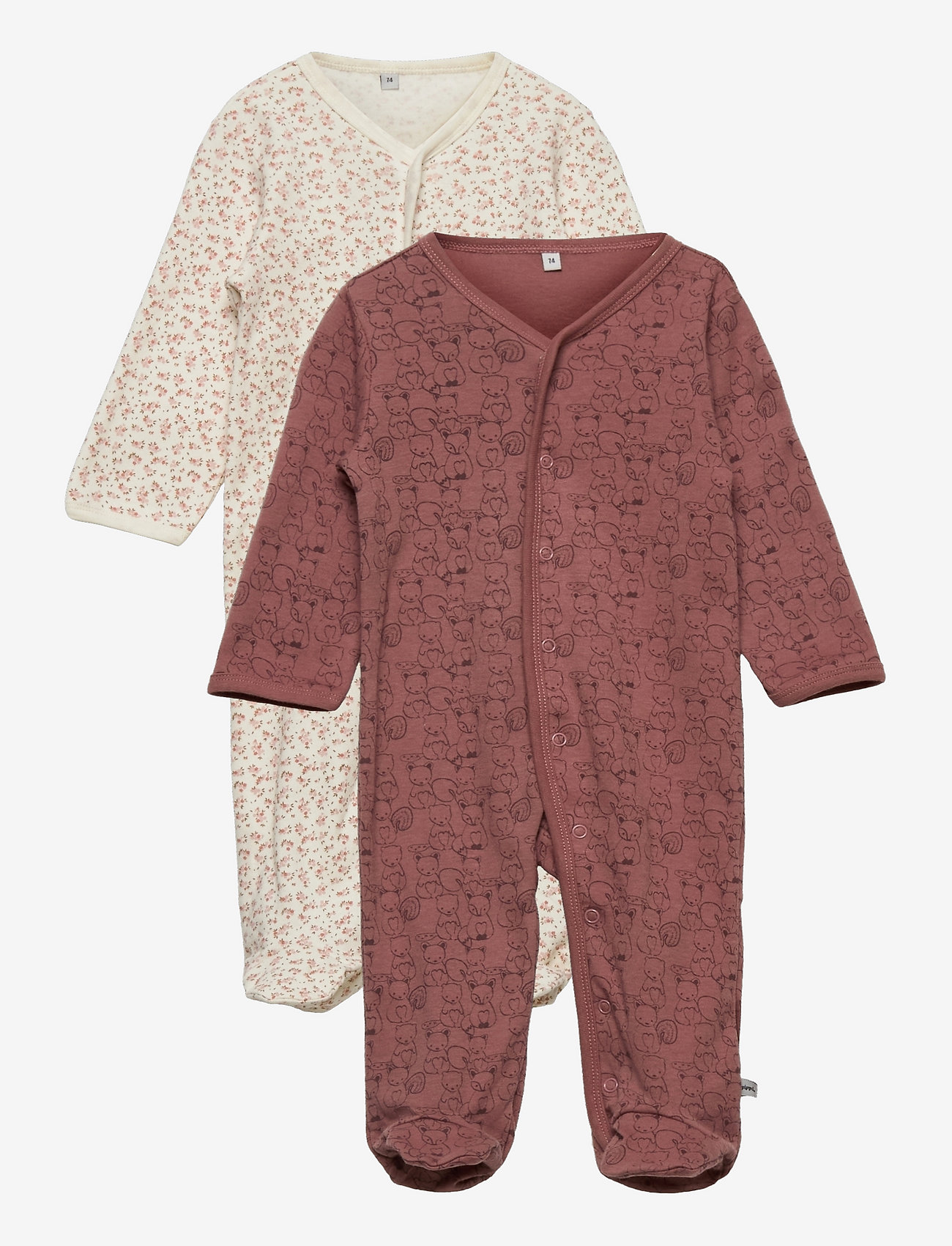 Pippi - Nightsuit w/f -buttons 2-pack - sovoveraller - burlwood - 0