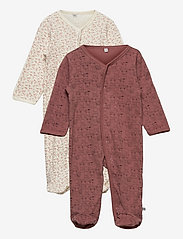 Pippi - Nightsuit w/f -buttons 2-pack - sleeping overalls - burlwood - 0