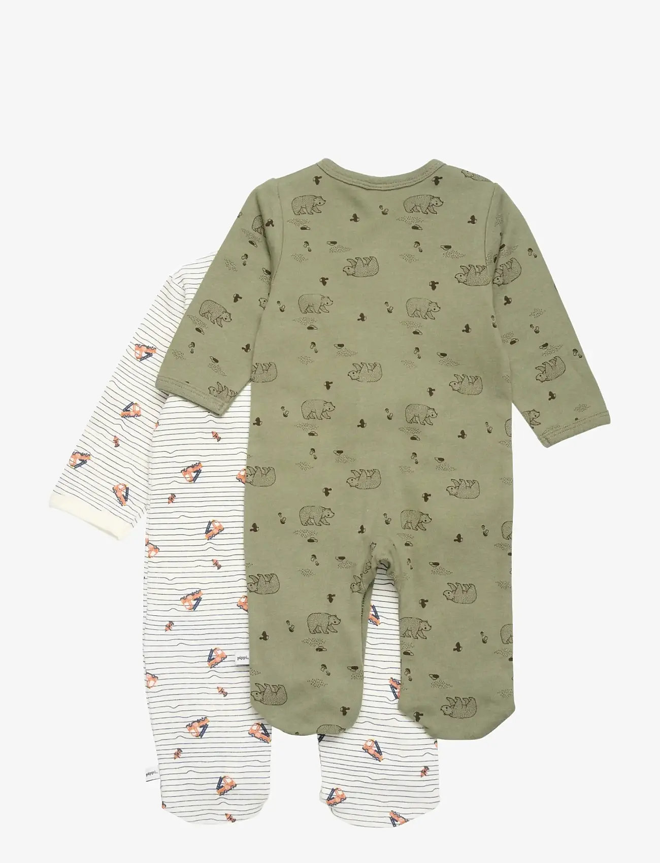 Pippi - Nightsuit w/f -buttons 2-pack - natdragter - deep lichen green - 1