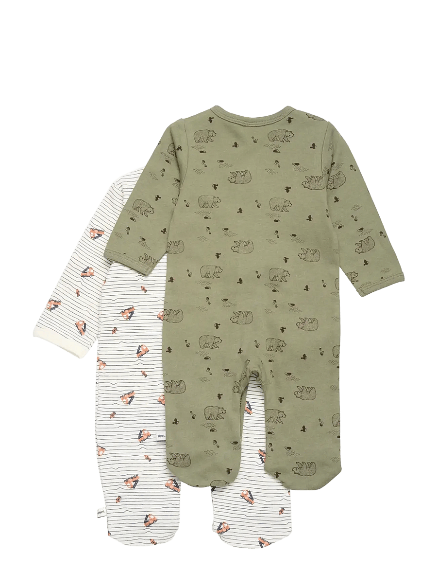 Pippi - Nightsuit w/f -buttons 2-pack - sovoveraller - deep lichen green - 1
