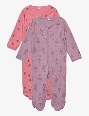 Pippi - Nightsuit w/f -buttons 2-pack - miego kombinezonai - dusty rose - 0