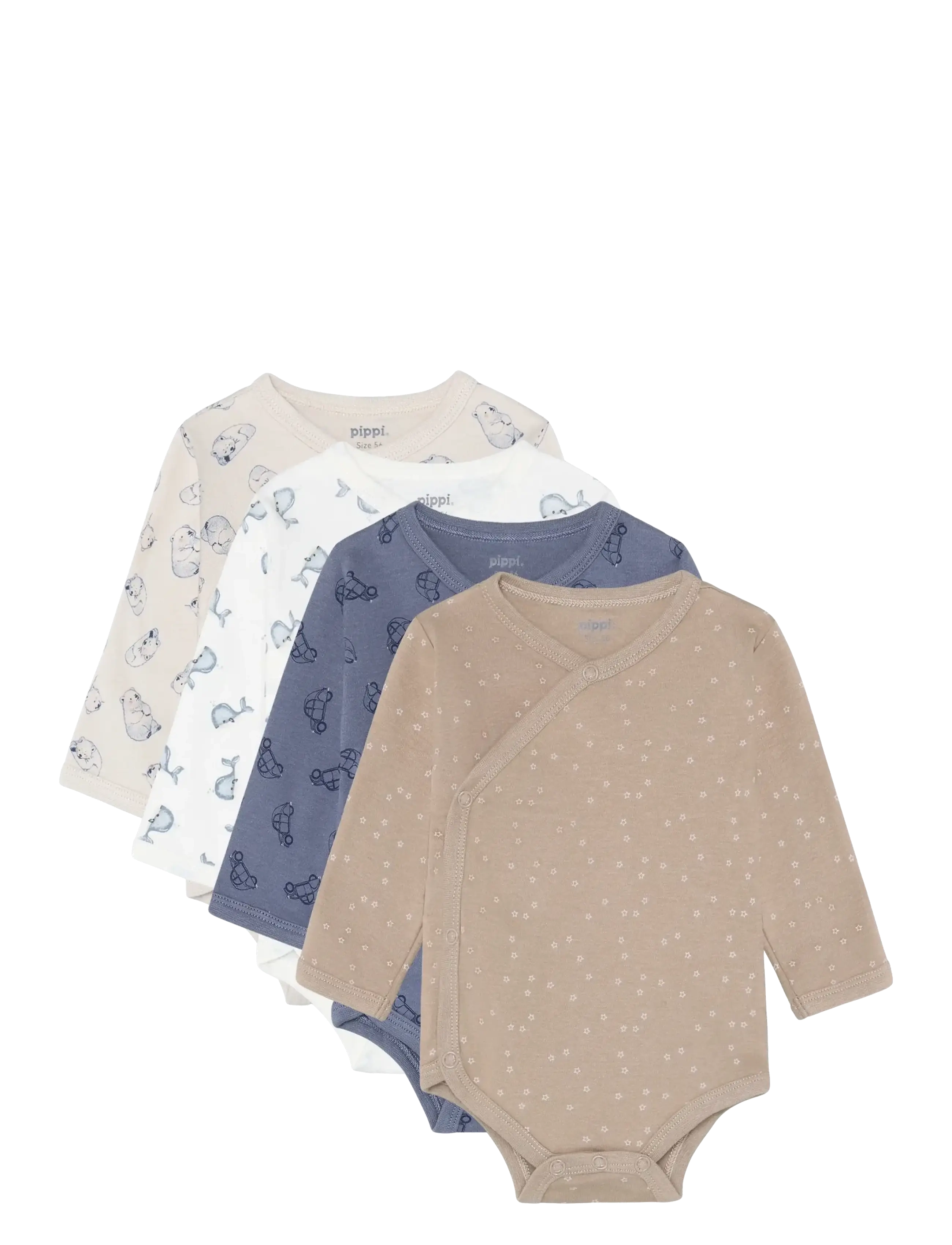 Pippi Body Wrap Ao-Printed (4-Pack), 68, Bodys, Mehrfarbig/gemustert - Kinder