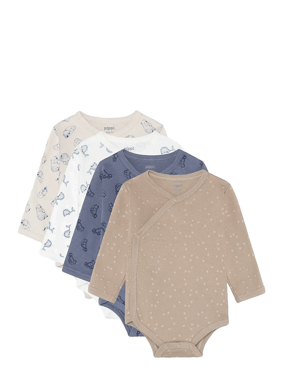 Pippi - Body Wrap AO-printed (4-pack) - bodyer i multipack - flint stone - 0