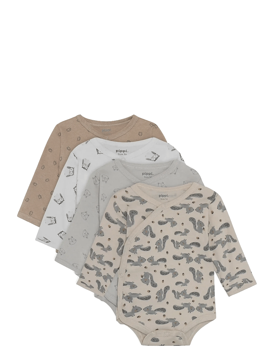 Pippi - Body Wrap AO-printed (4-pack) - multipack bodys - rainy day - 0