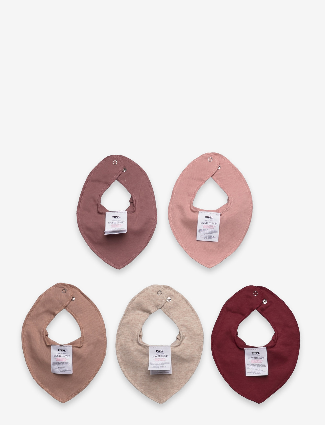 Pippi - Bandana Bib - solid  (5-pack) - dry bibs - new maroon - 1