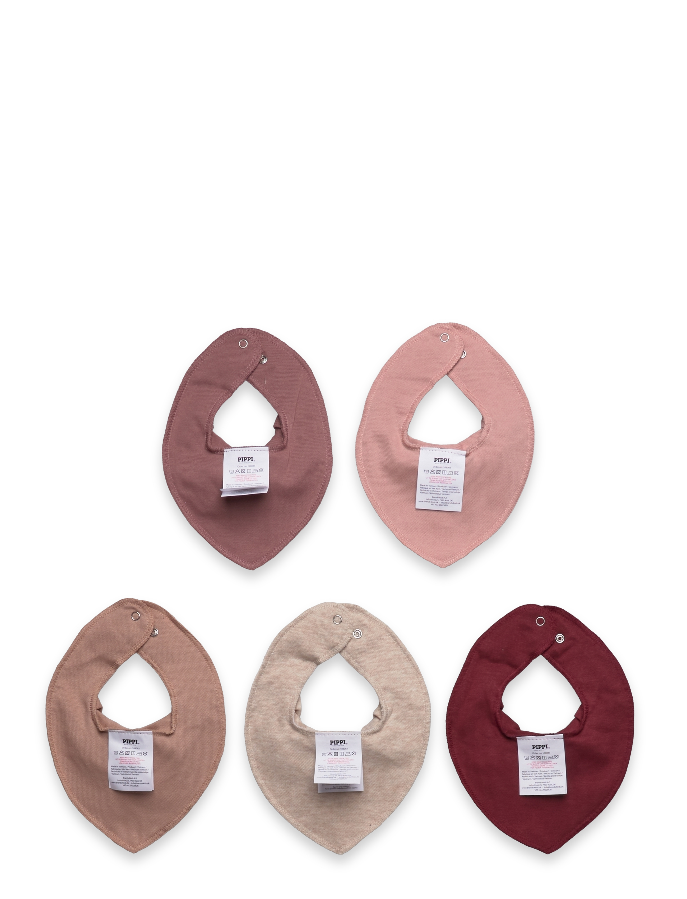 Pippi - Bandana Bib - solid  (5-pack) - madalaimad hinnad - new maroon - 1