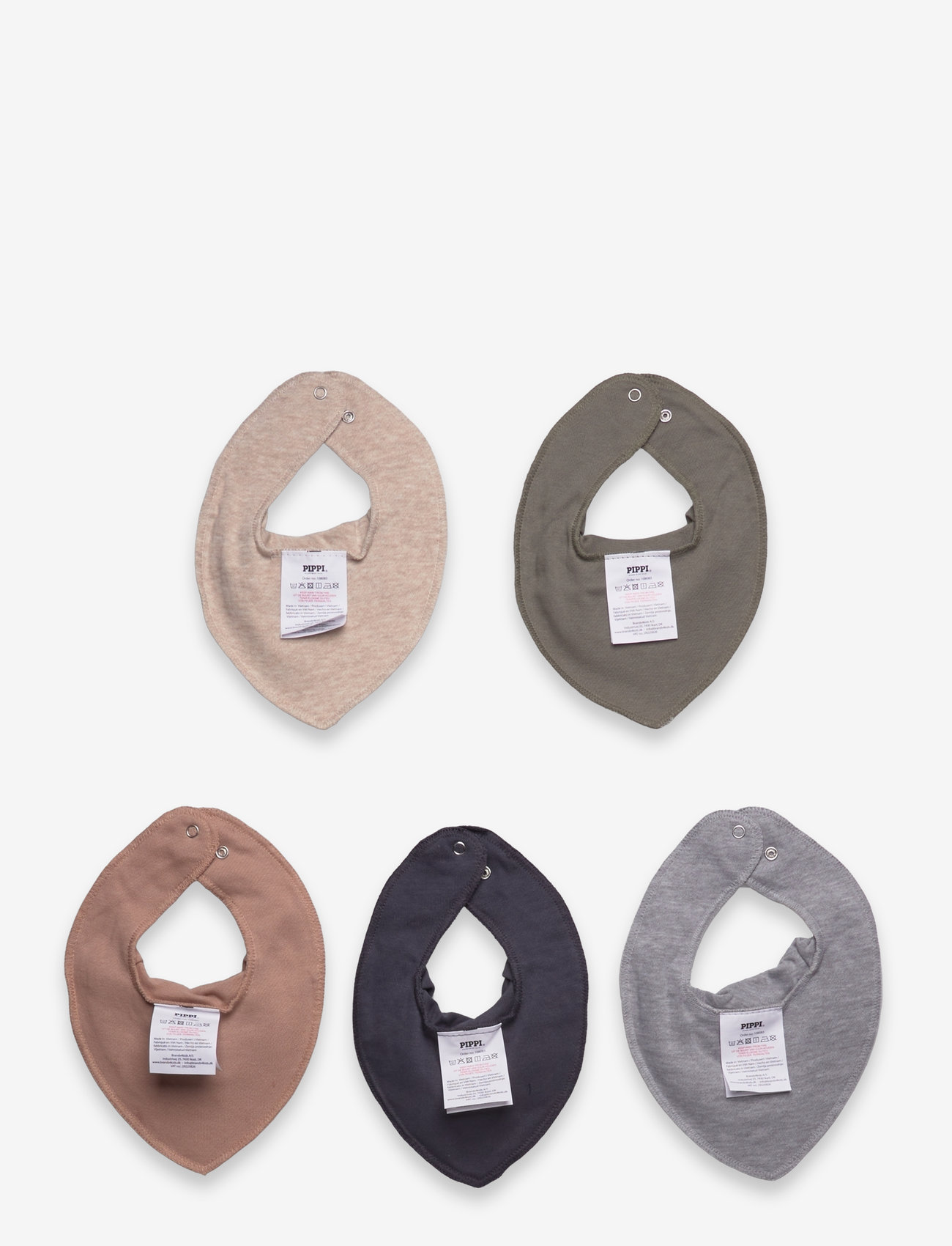Pippi - Bandana Bib - solid  (5-pack) - laveste priser - vetiver - 1