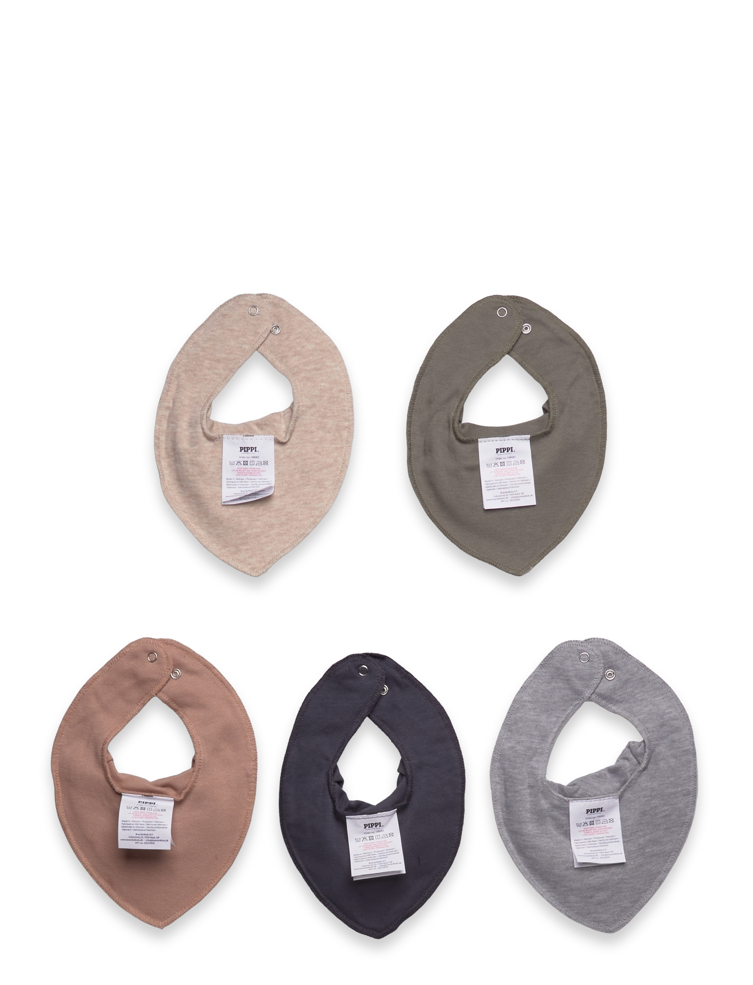 Pippi - Bandana Bib - solid  (5-pack) - madalaimad hinnad - vetiver - 1
