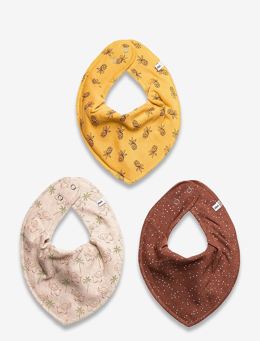 Pippi - Bandana Bib Uni -AOP (3-pack) - laveste priser - tortoise shell - 0