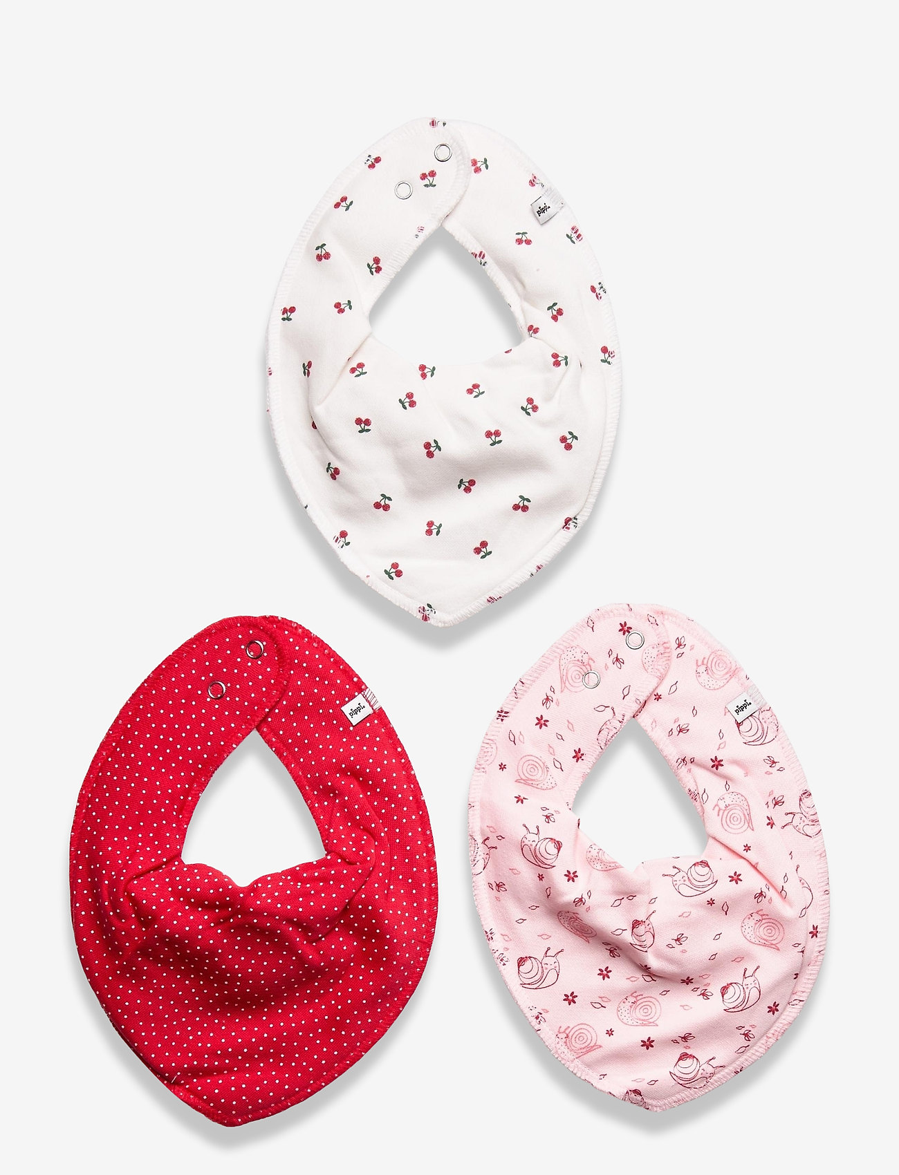 Pippi - Bandana Bib Girl -AOP (3-pack) - true red - 0