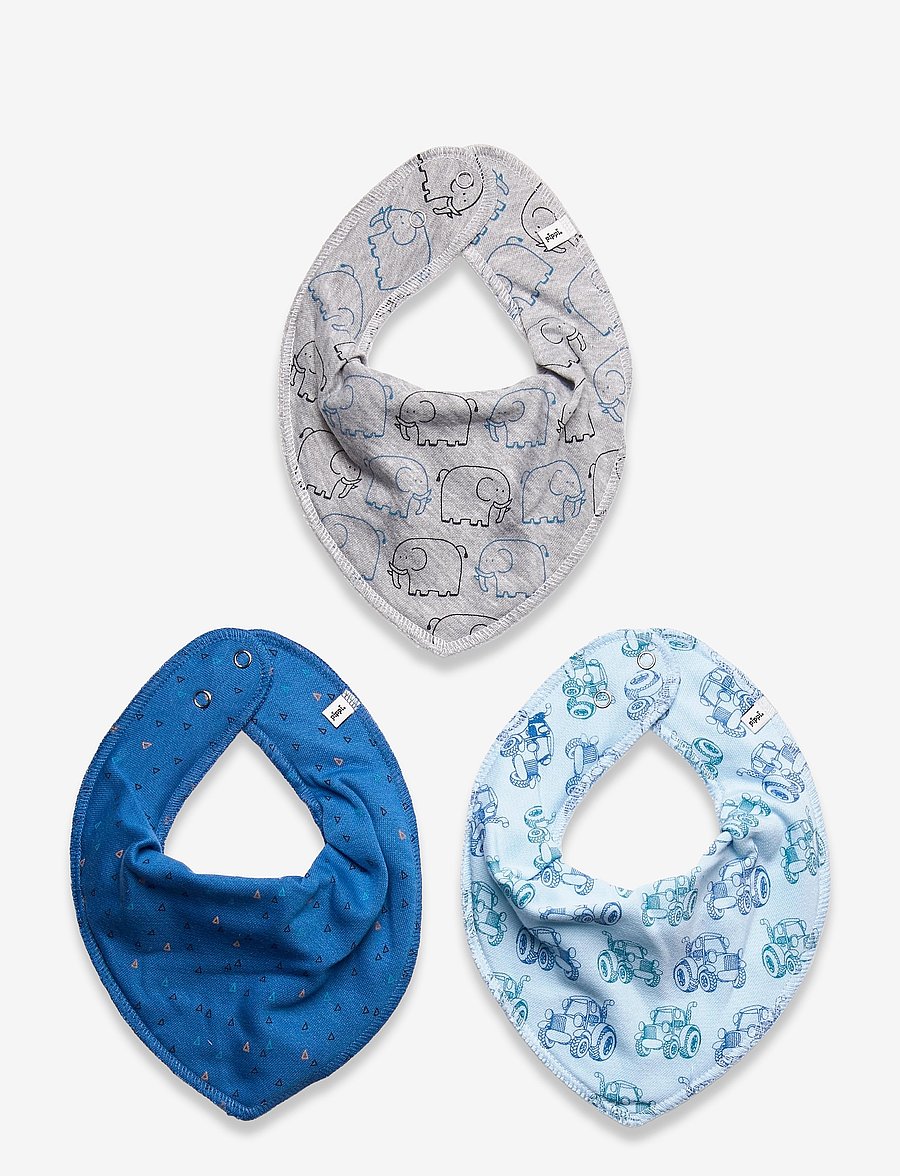 Pippi - Bandana Bib Boy -AOP (3-pack) - laveste priser - light dusty blue - 0