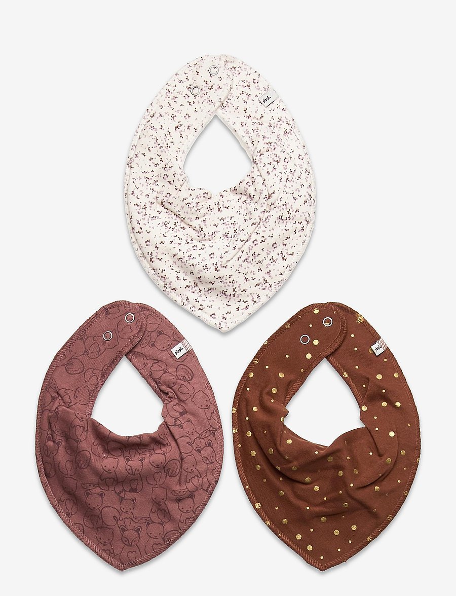 Pippi - Bandana Bib Girl -AOP (3-pack) - laveste priser - burlwood - 0