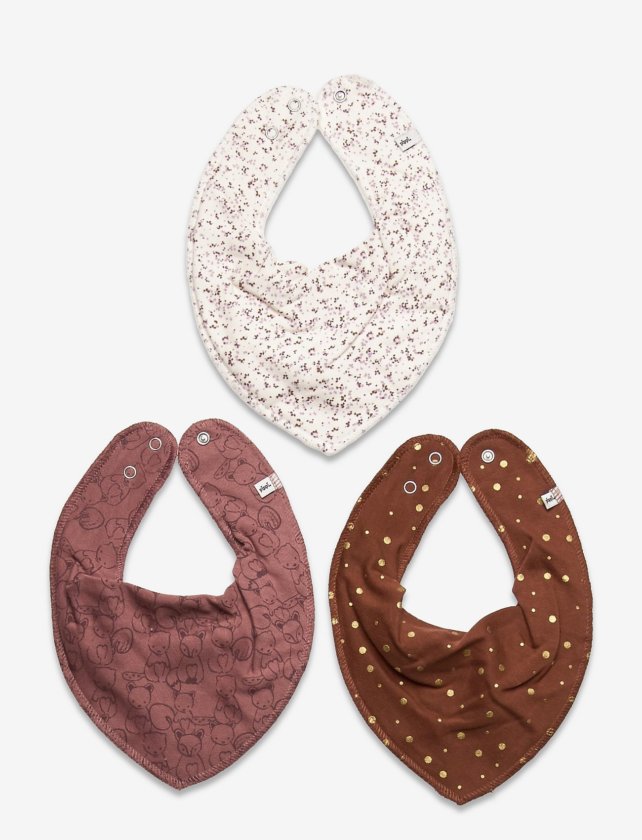 Pippi - Bandana Bib Girl -AOP (3-pack) - hagesmækker - burlwood - 1