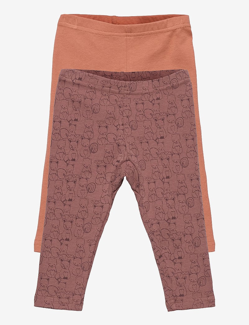 Pippi - Leggings w.AOP (2-pack) - flerpack leggings - burlwood - 0