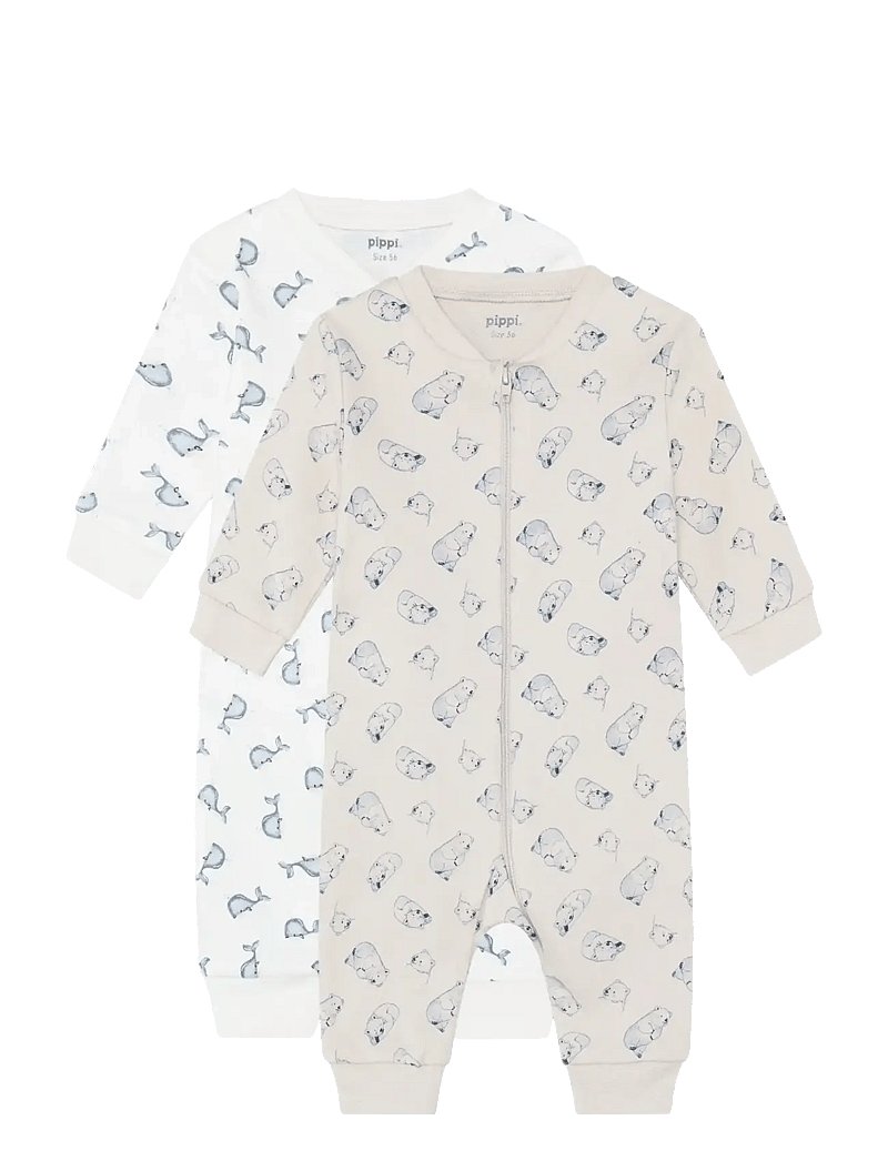 Pippi - Nightsuit -zipper (2-pack) - sovoveraller - flint stone - 1