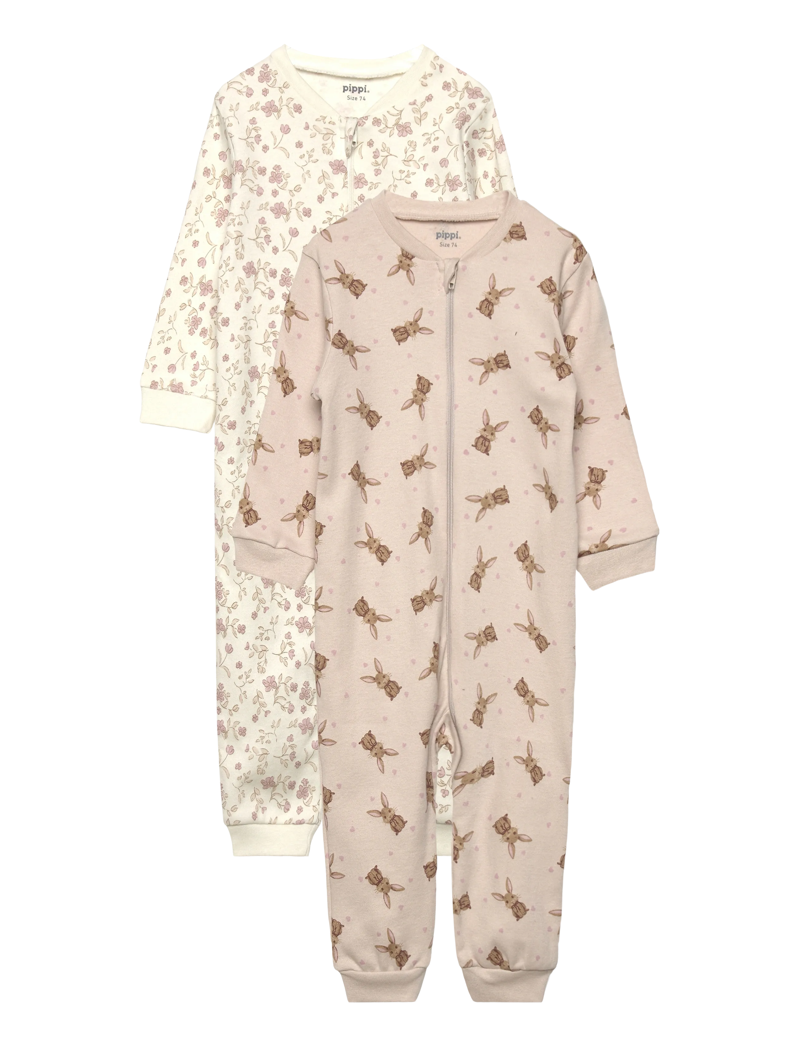 Pippi Nightsuit -zipper (2-pack) - Pippi - VIOLET ICE / cream