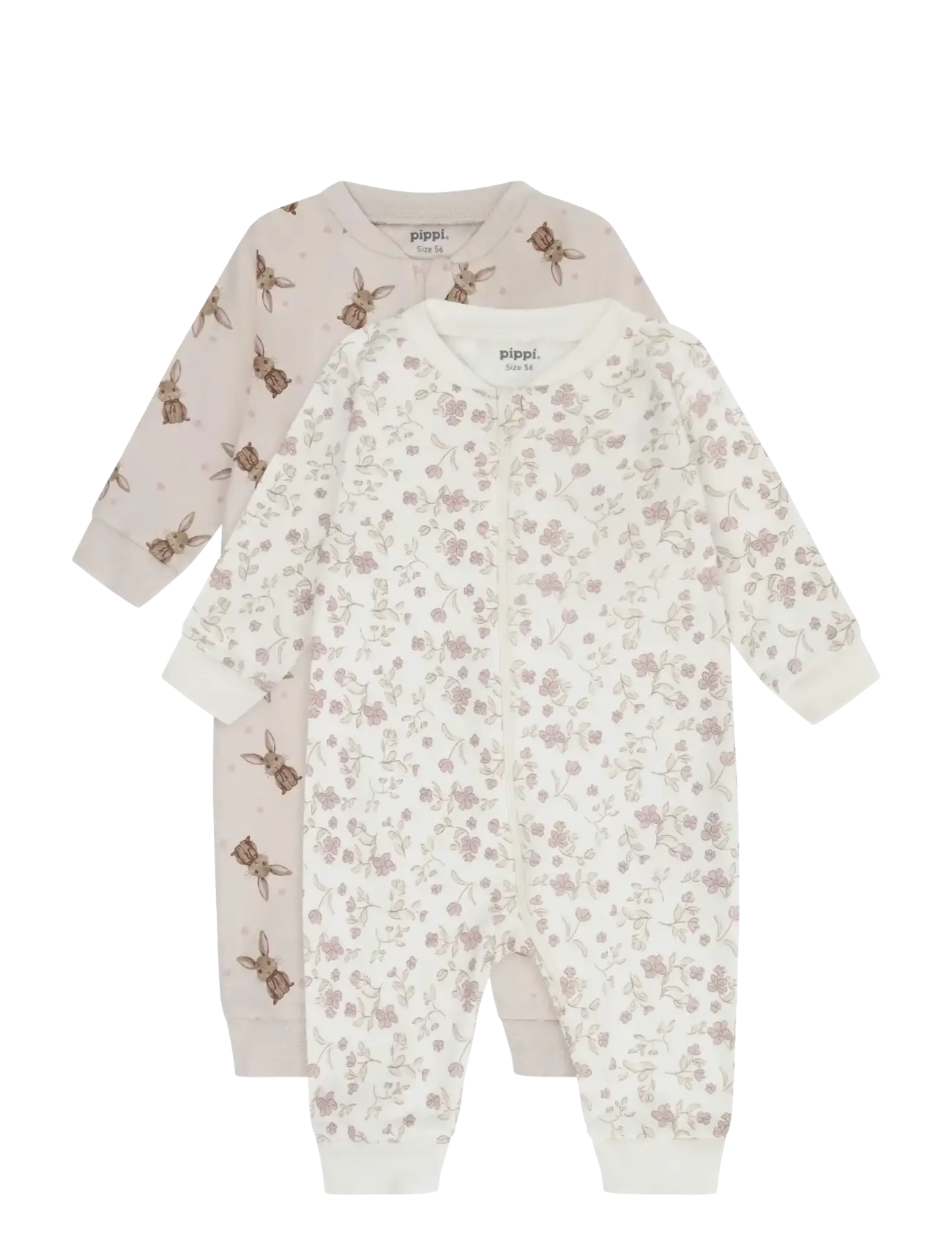 Pippi Nightsuit -zipper (2-pack) - Sovplagg - VIOLET ICE / beige