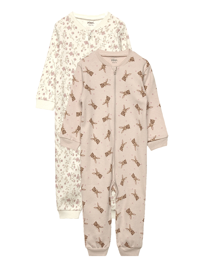 Pippi - Nightsuit -zipper (2-pack) - natdragter - violet ice - 0