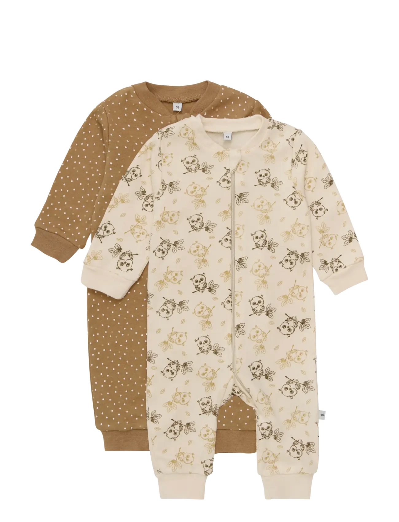 Pippi Nightsuit -Zipper (2-Pack), 104, Brown, Pyjamas > Pyjamas Onesie, Børn