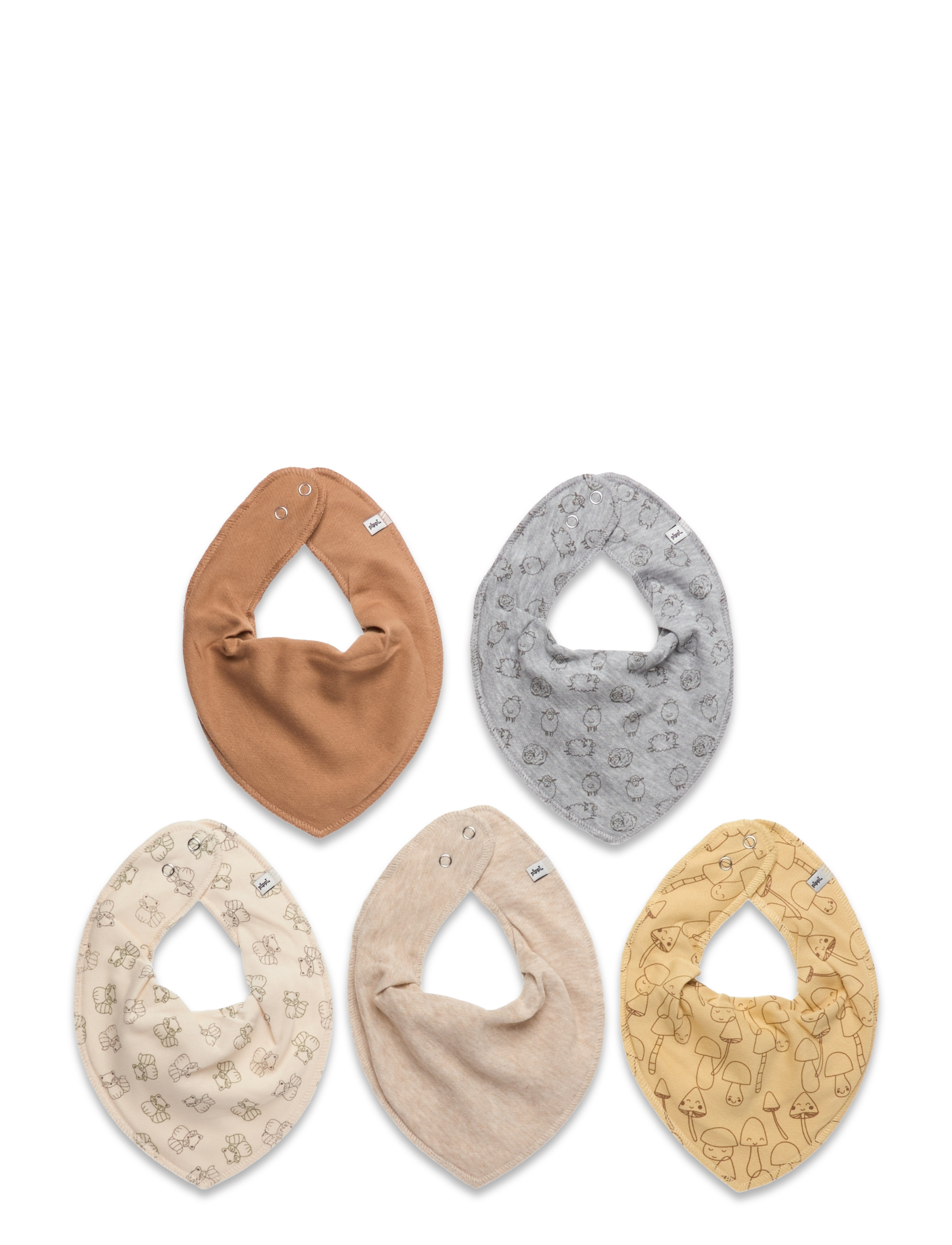 Pippi Bandana Bib (5-pack) - 4 for 3 - STRAW / multi