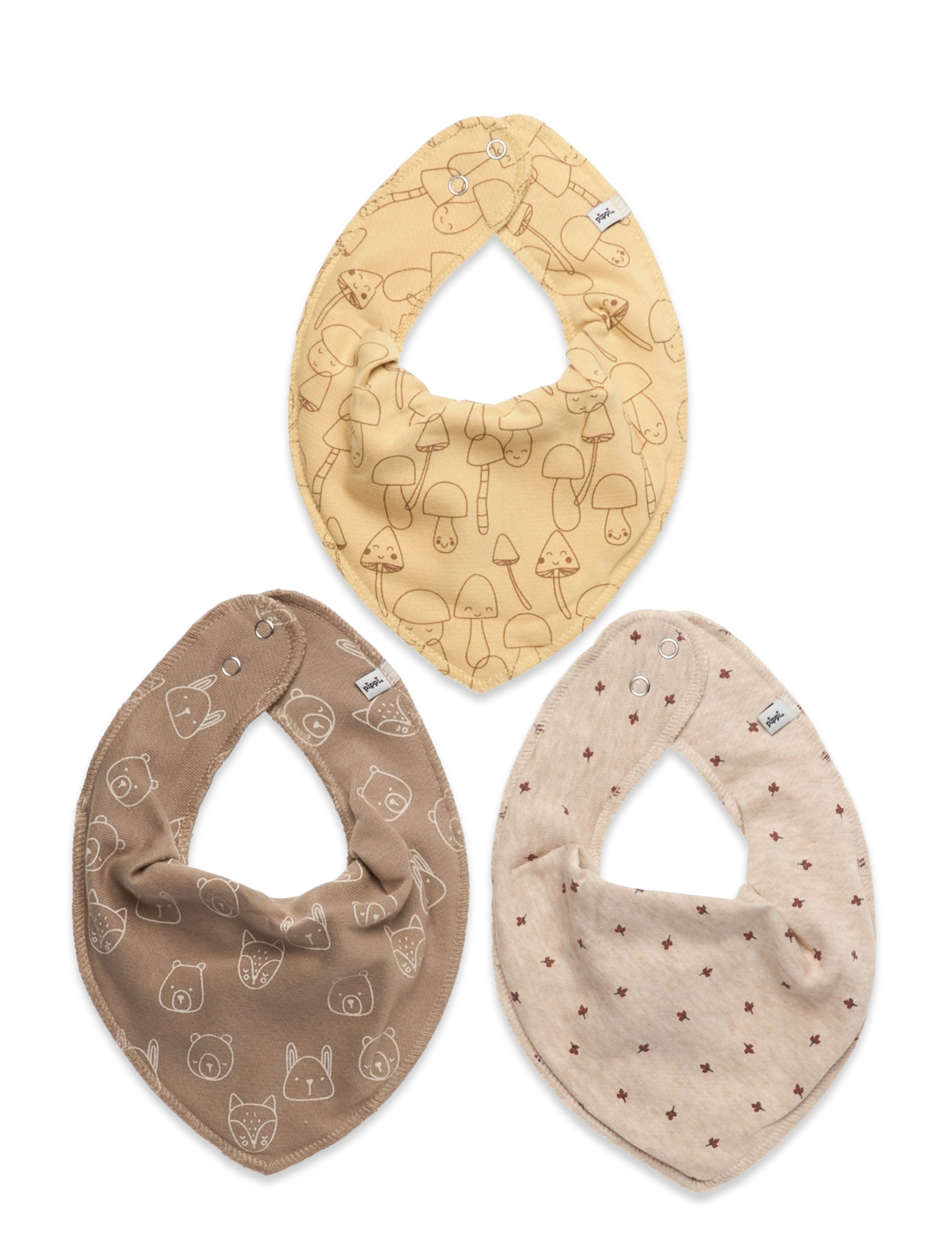 Pippi - Bandana Bib Uni -AOP (3-pack) - dry bibs - straw - 0