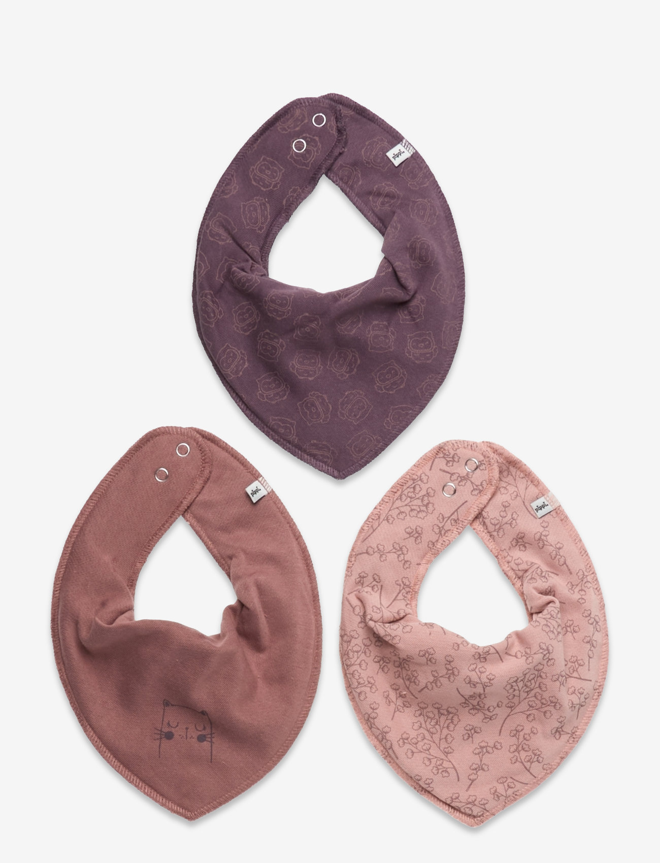 Pippi - Bandana Bib Girl -AOP (3-pack) - bavoirs - burlwood - 0