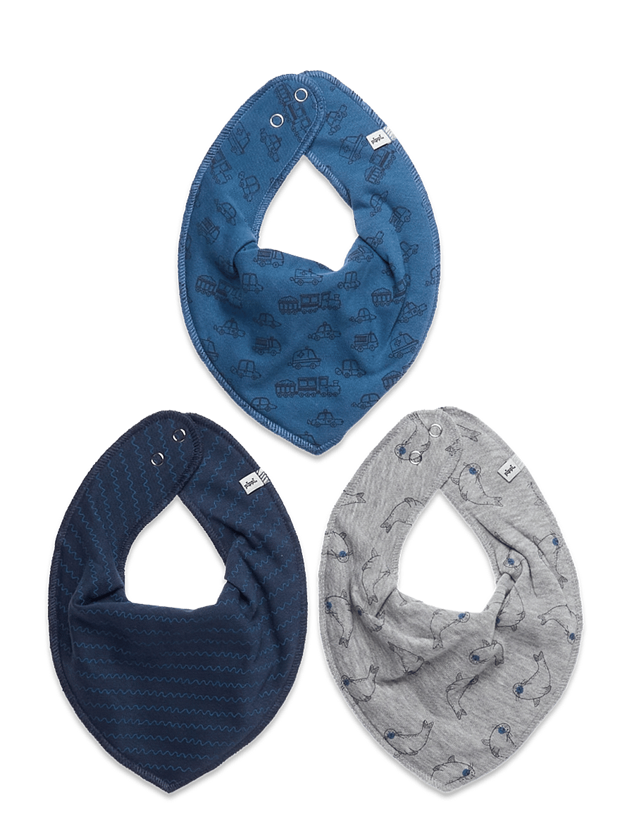 Pippi - Bandana Bib Boy -AOP (3-pack) - pudipõlled - vallarta blue - 0
