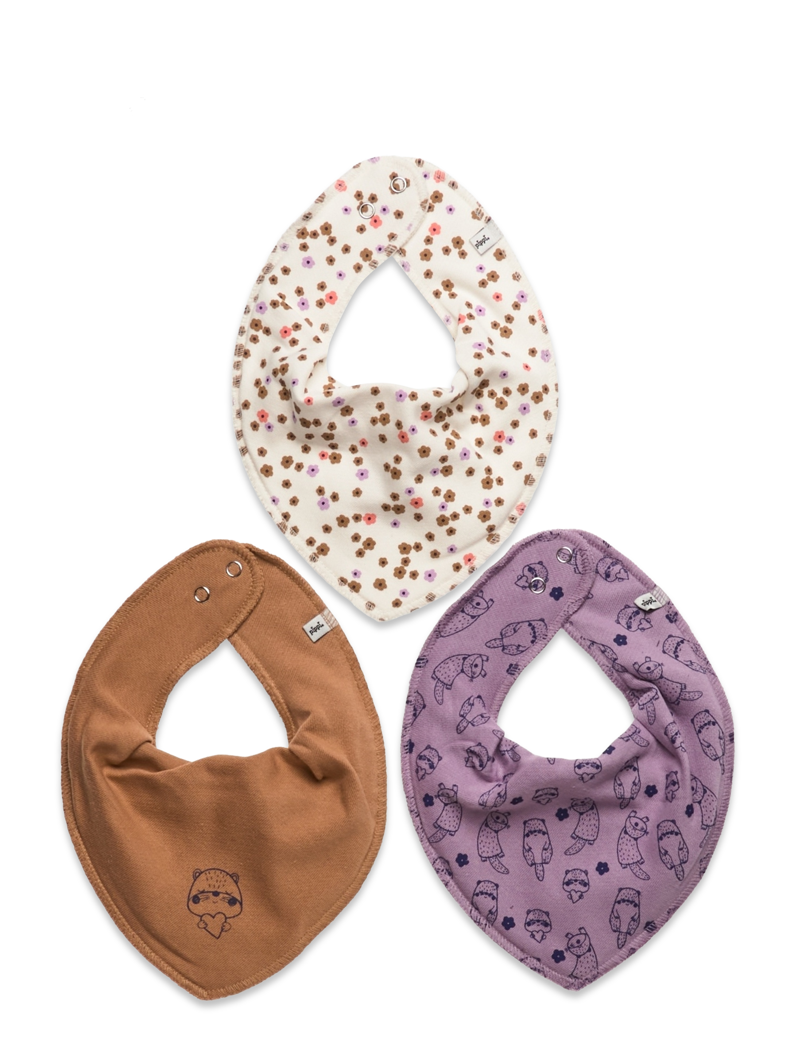 Pippi Bandana Bib Girl -AOP (3-pack) - Beebitooted - ORKIDE / multi