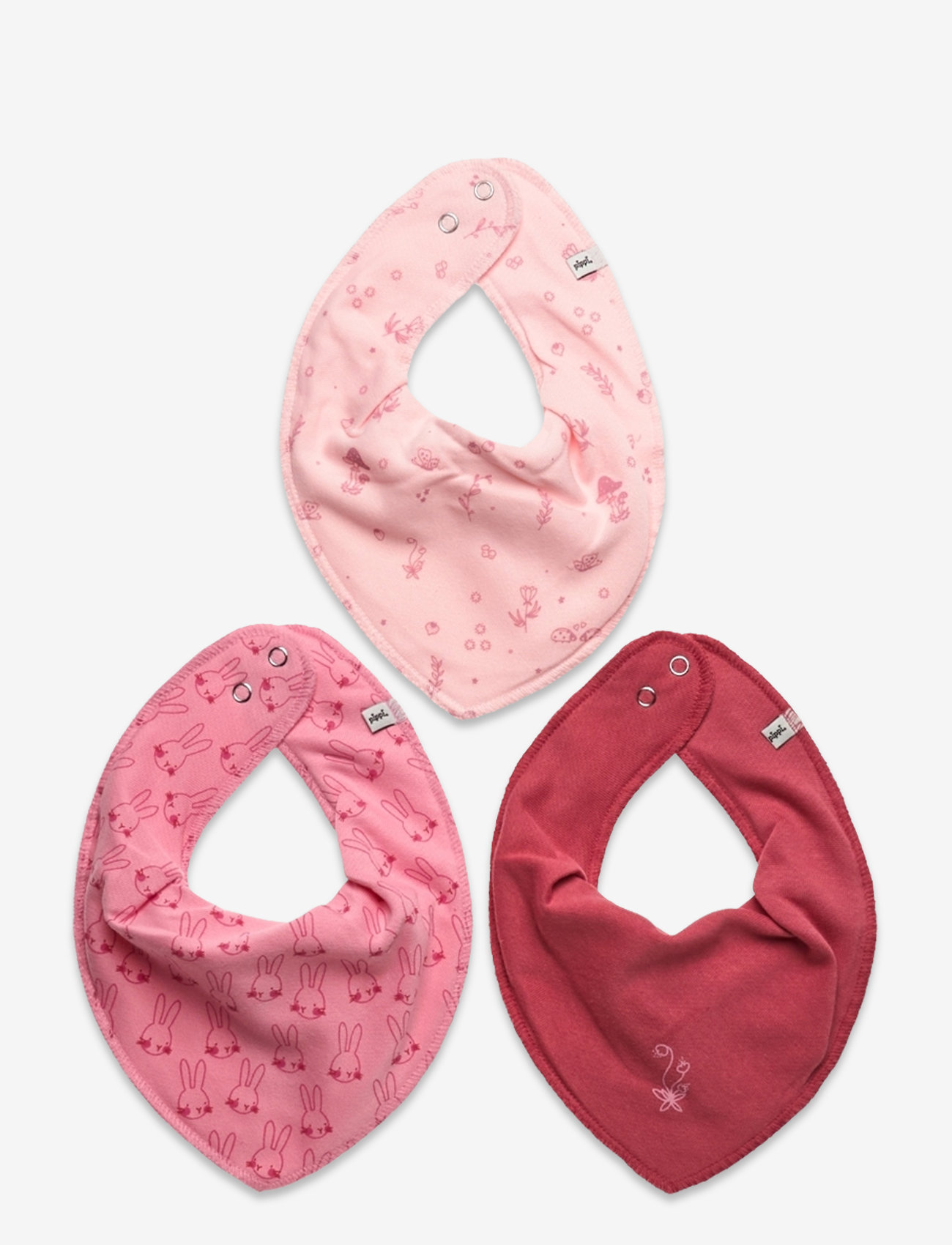 Pippi - Bandana Bib Girl -AOP (3-pack) - rose - 0