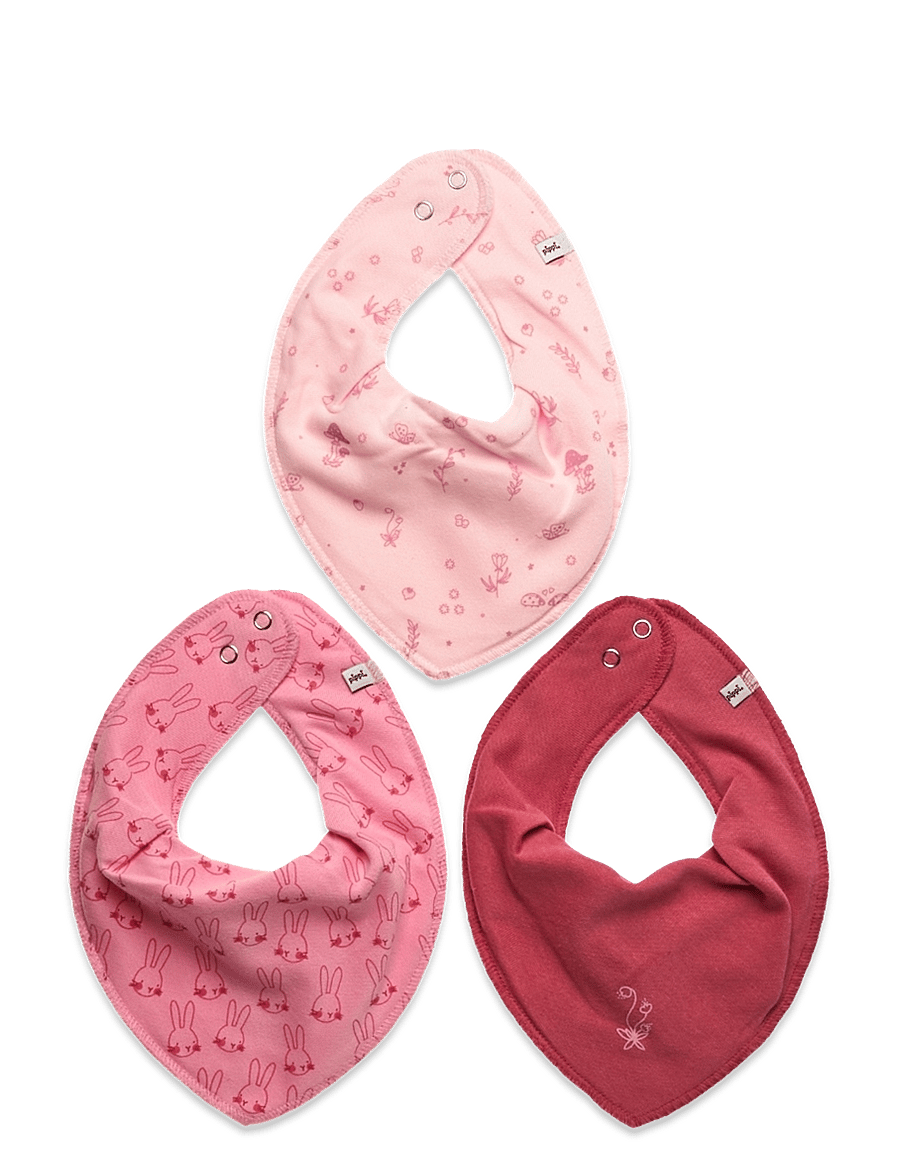 Pippi - Bandana Bib Girl -AOP (3-pack) - rose - 0
