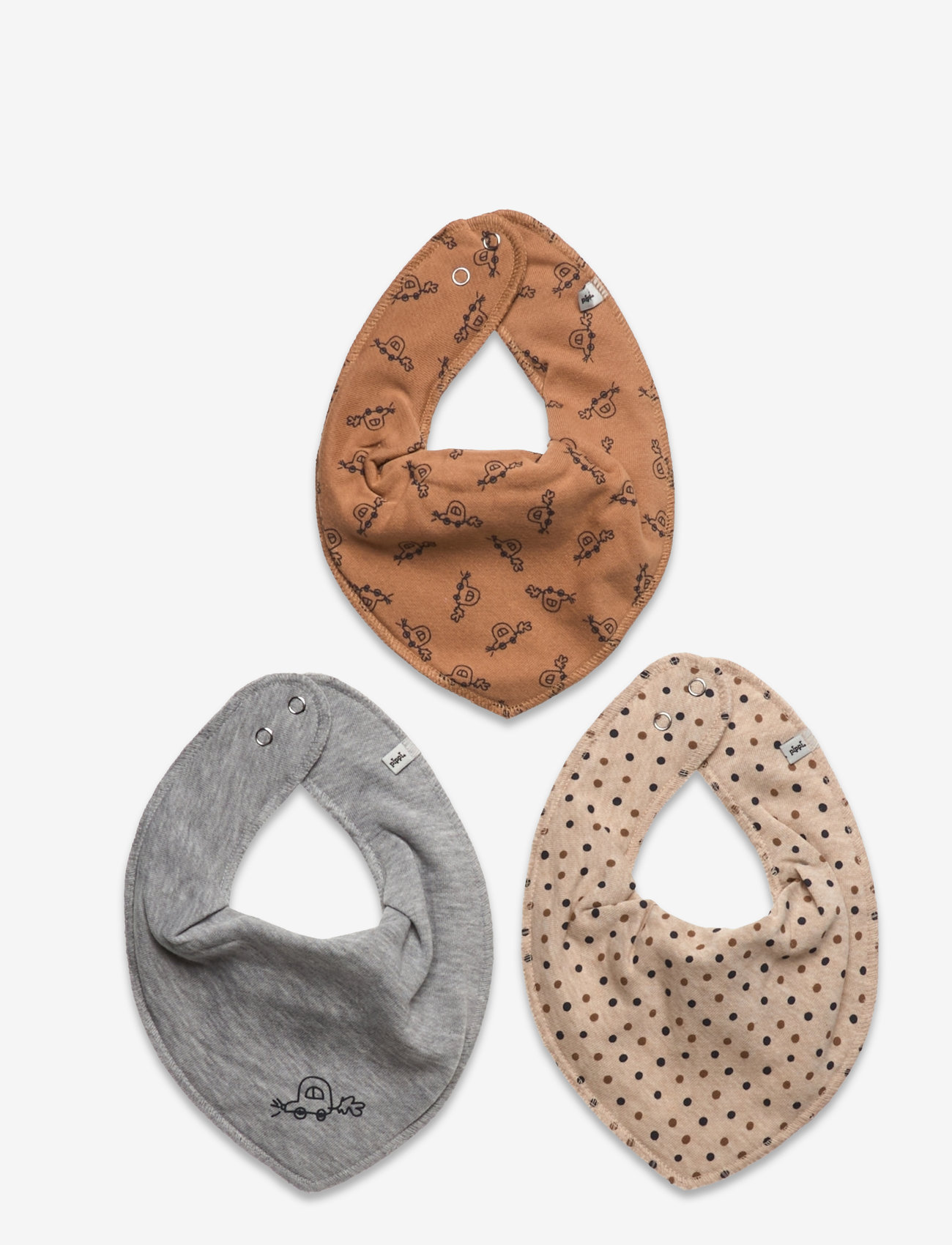 Pippi - Bandana Bib Boy -AOP (3-pack) - hagesmækker - indian tan - 0