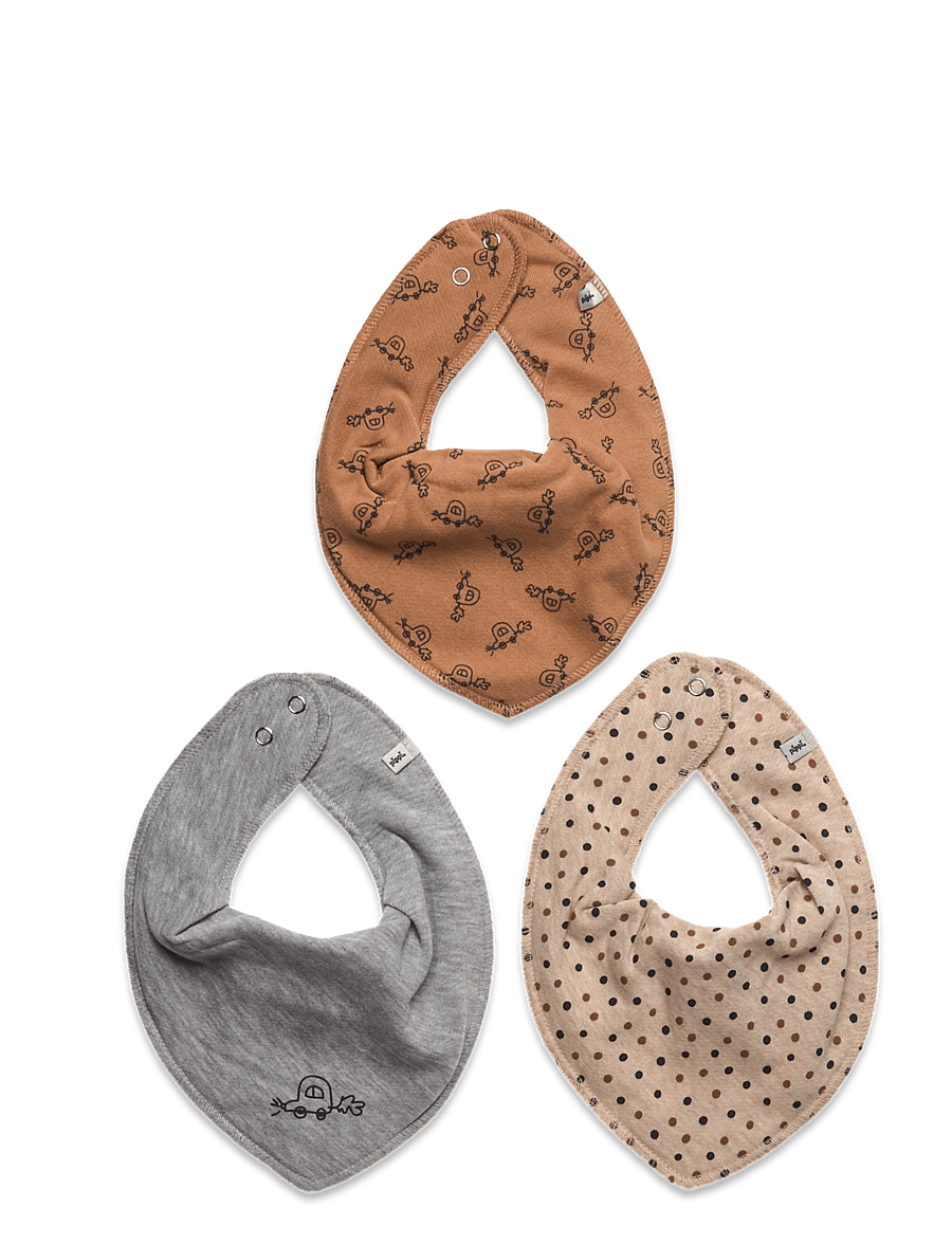 Pippi - Bandana Bib Boy -AOP (3-pack) - bavoirs - indian tan - 0