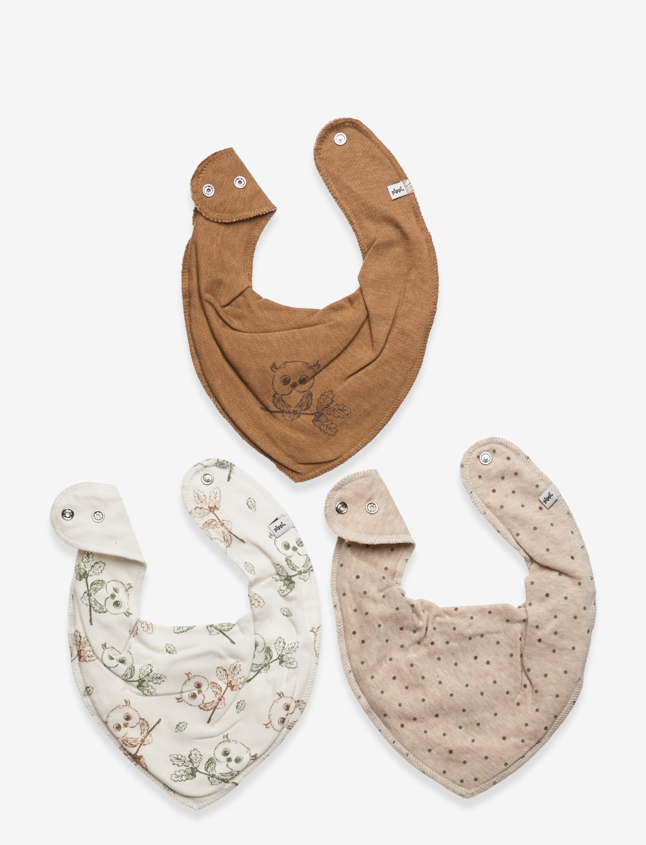 Pippi - Bandana Bib Uni -AOP (3-pack) - Śliniaczki - toasted coconut - 1