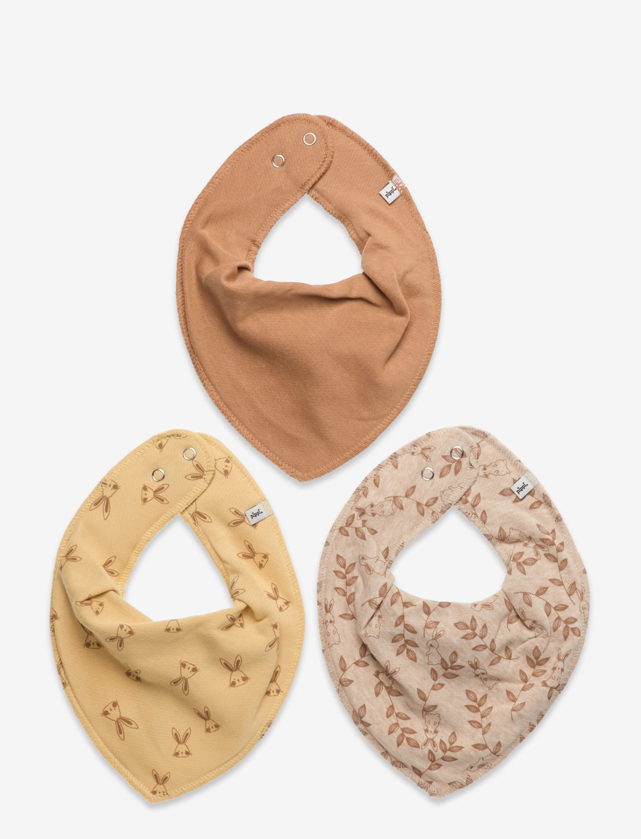 Pippi - Bandana Bib Uni -AOP (3-pack) - indian tan - 0