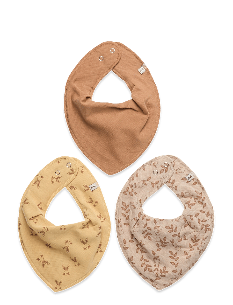 Pippi - Bandana Bib Uni -AOP (3-pack) - indian tan - 0