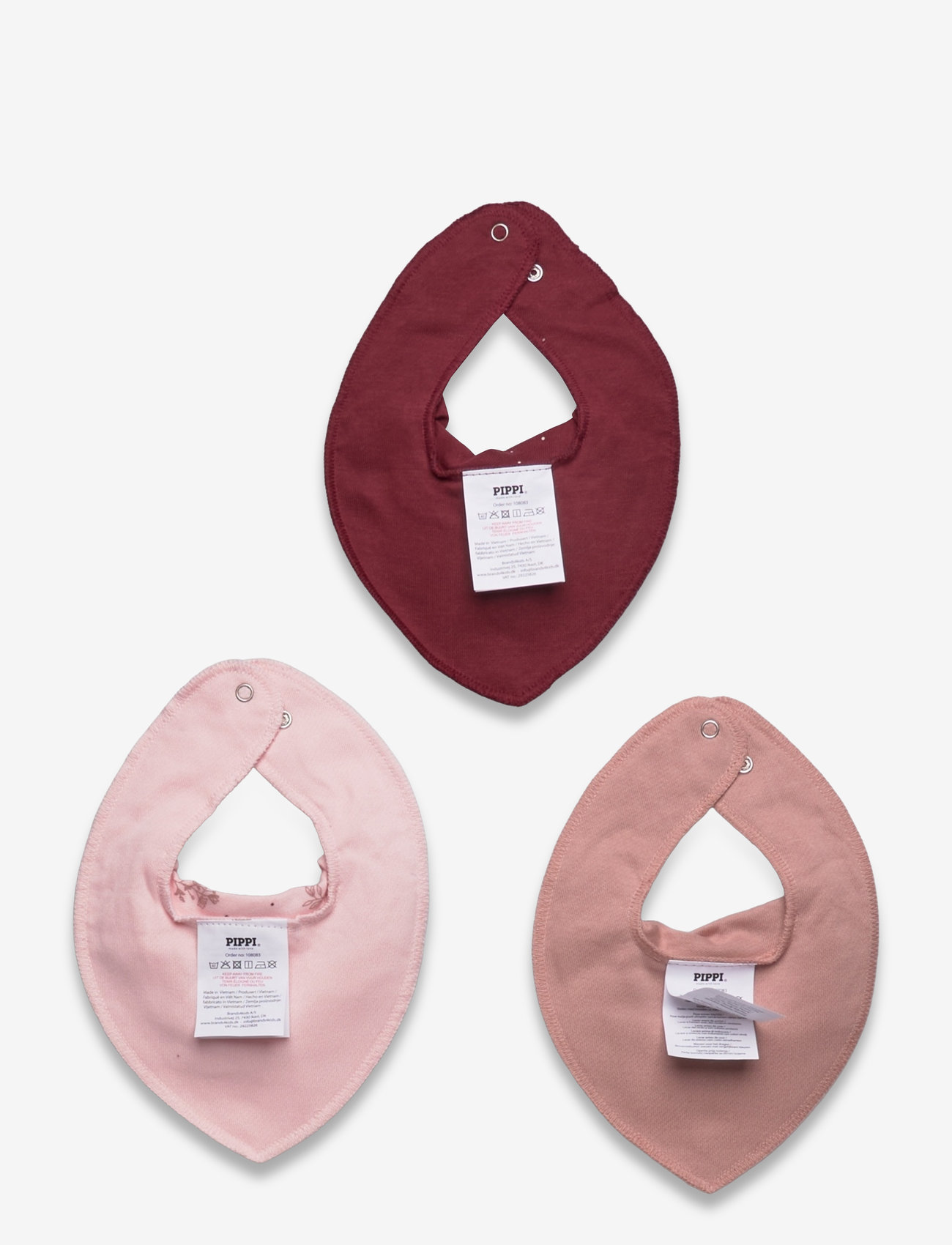 Pippi - Bandana Bib Girl -AOP (3-pack) - new maroon - 1