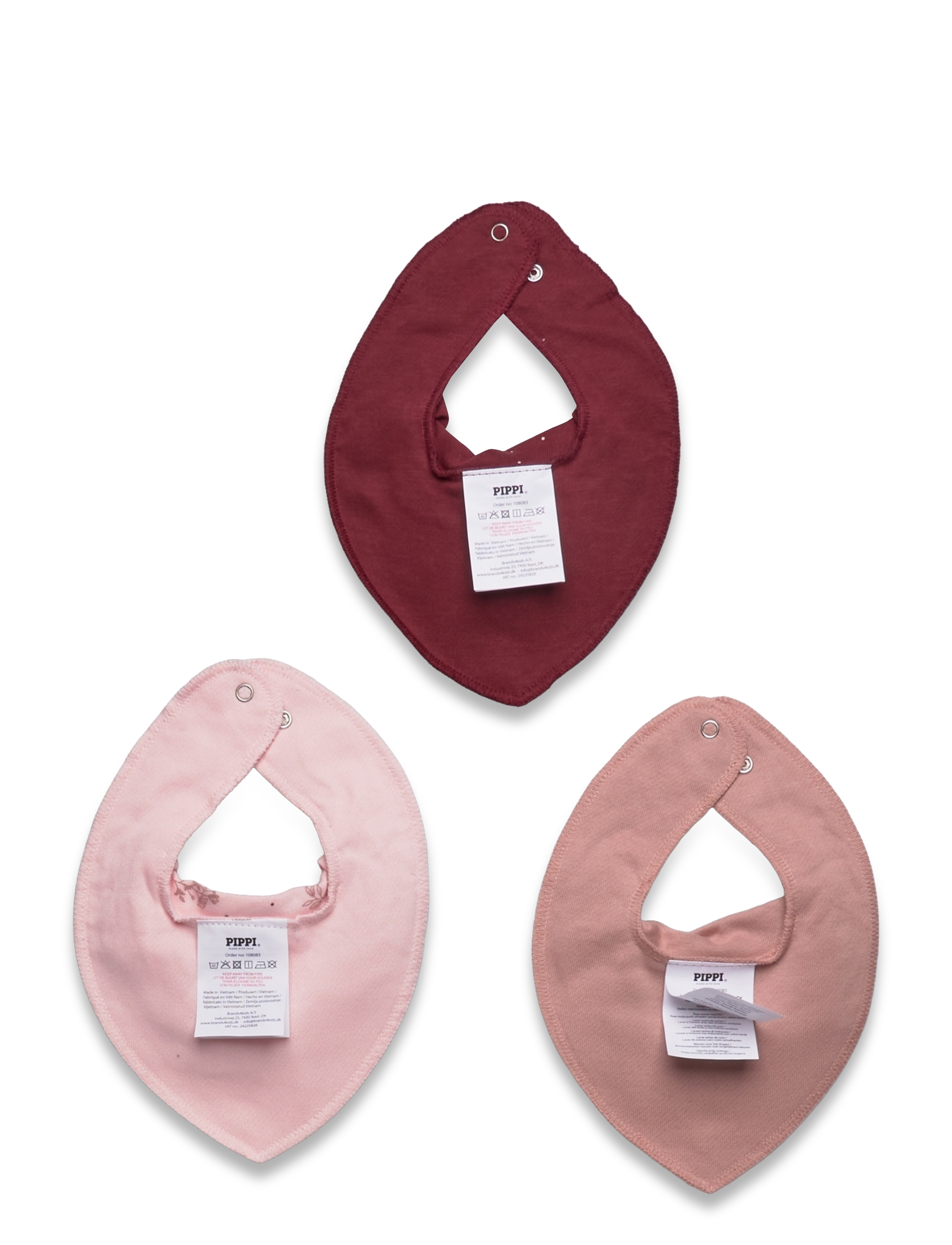 Pippi - Bandana Bib Girl -AOP (3-pack) - new maroon - 1