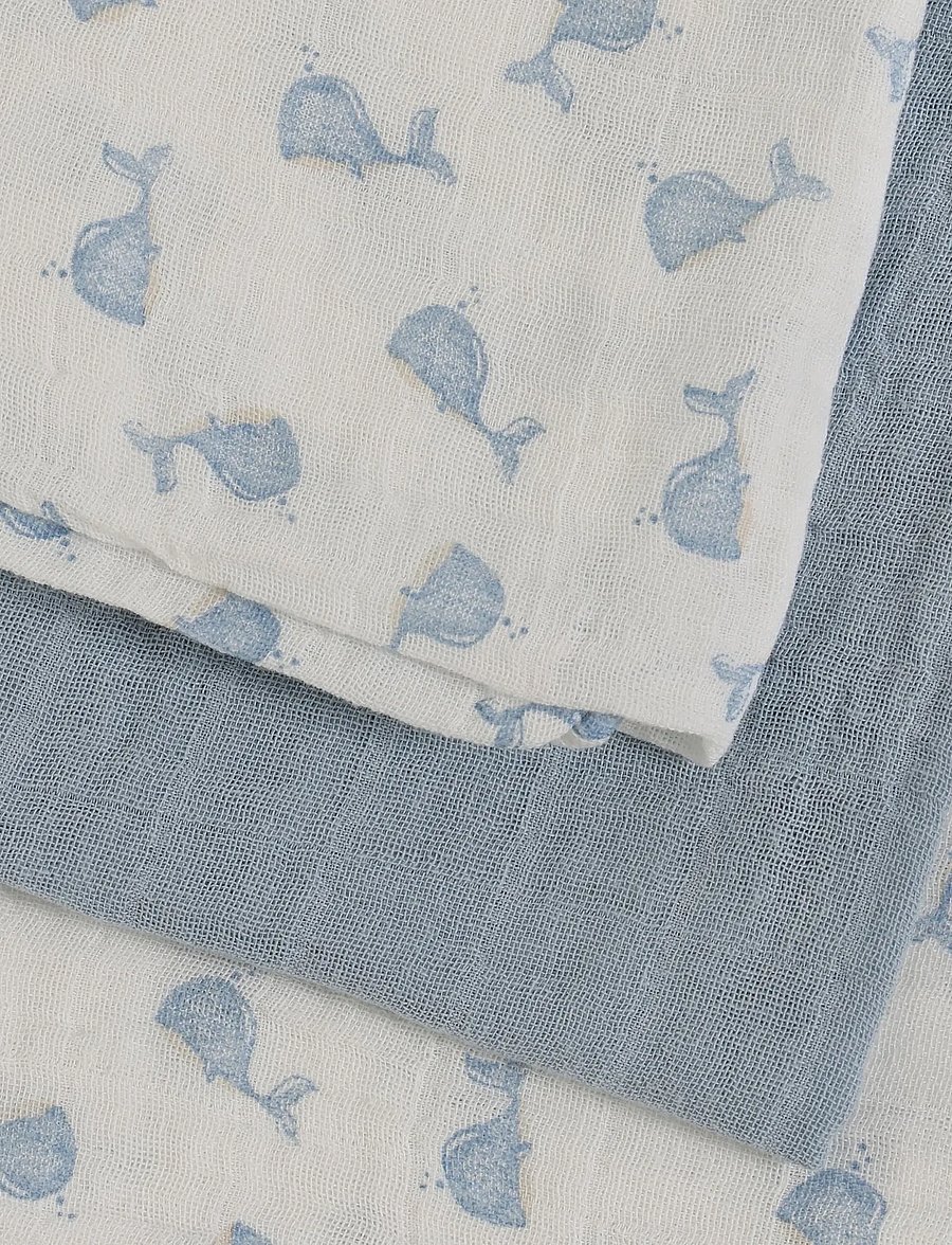 Pippi - Cloth Muslin (3-pack) - kleden van mousseline - ashley blue - 2
