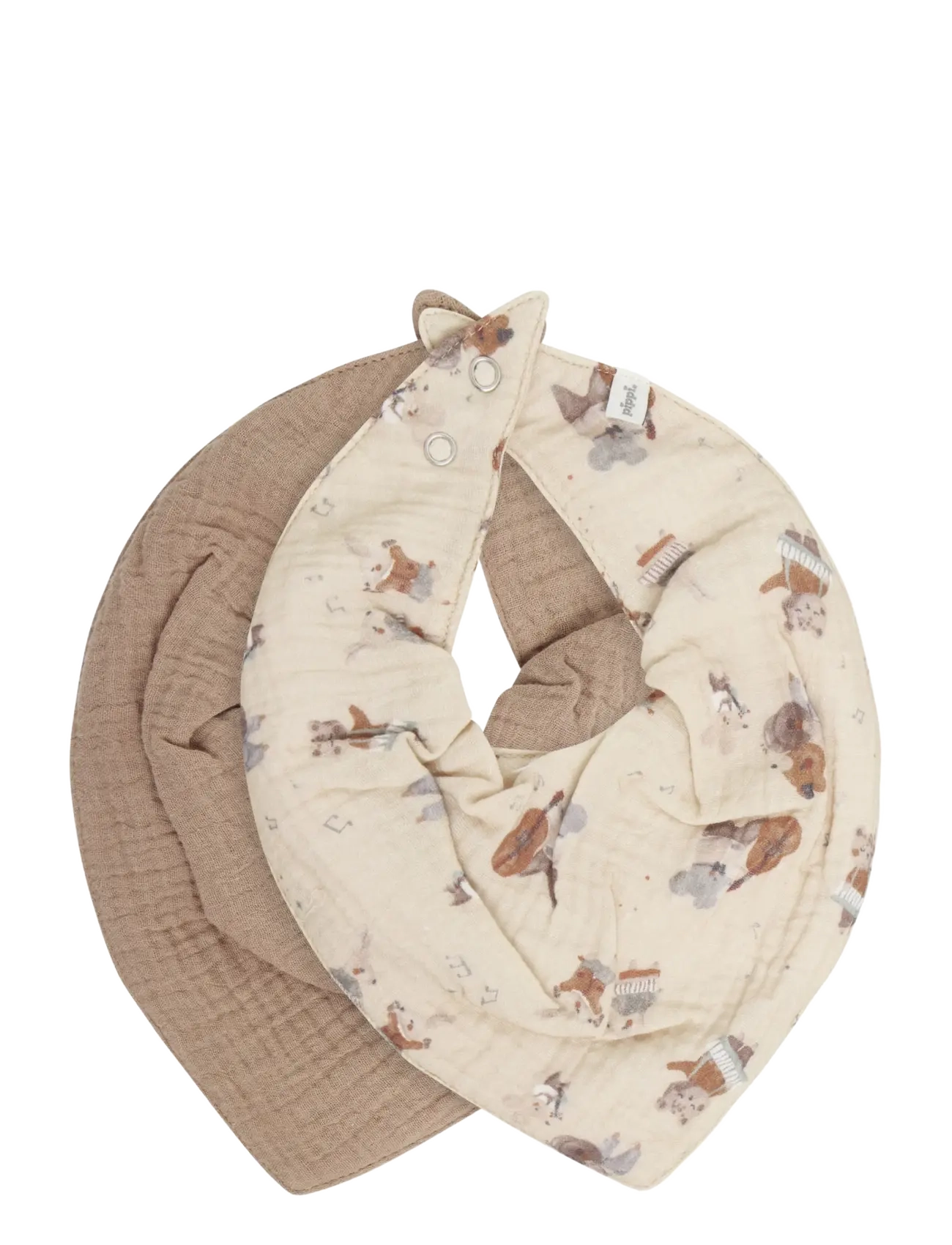 Pippi Bib Muslin W. Aop (2-Pack), One Size, Care & Hygiene, Braun - Dry Bibs, Kinder
