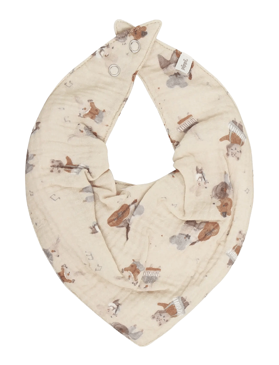Pippi - Bib Muslin w. AOP (2-pack) - hagesmækker - mocha meringue - 1