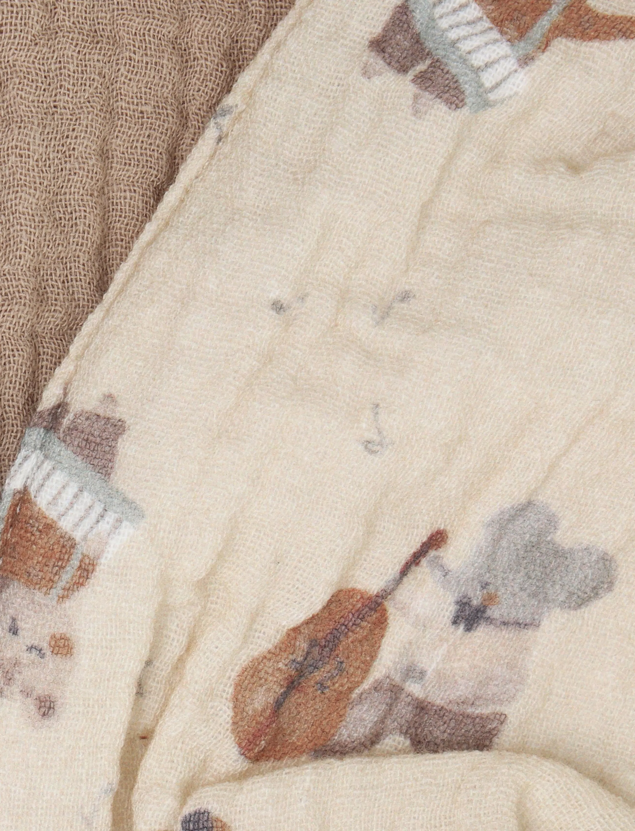 Pippi - Bib Muslin w. AOP (2-pack) - mocha meringue - 3