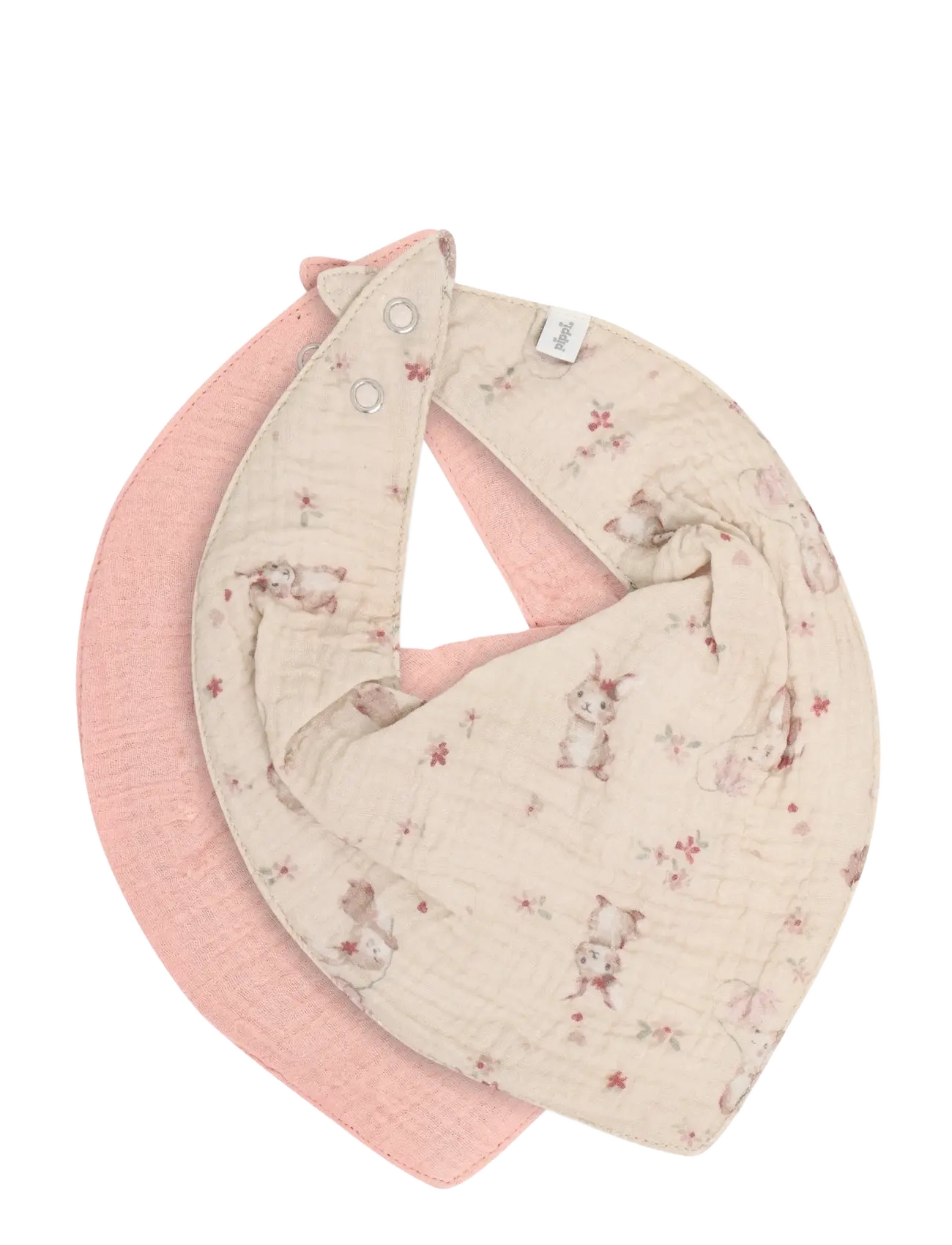 Pippi Bib Muslin W. Aop (2-Pack), One Size, Care & Hygiene, Rosa - Dry Bibs, Kinder